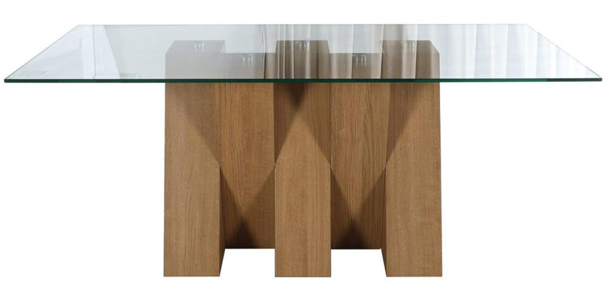 Product photograph of Newton 6 Seater Glass And Oak Effect Dining Table from Choice Furniture Superstore.