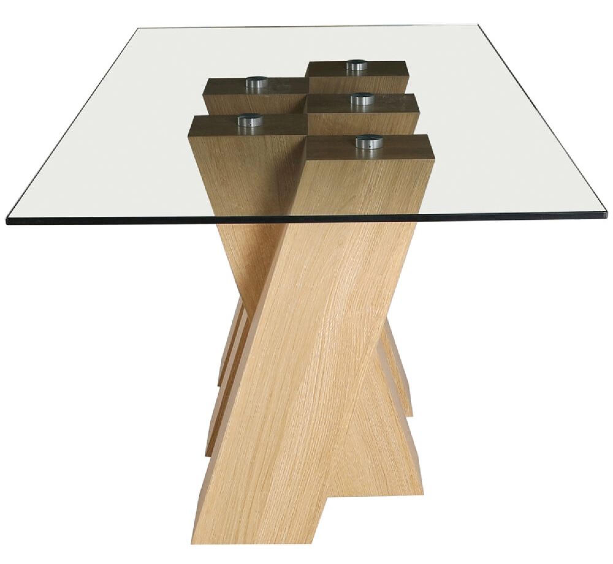 Product photograph of Newton 6 Seater Glass And Oak Effect Dining Table from Choice Furniture Superstore.