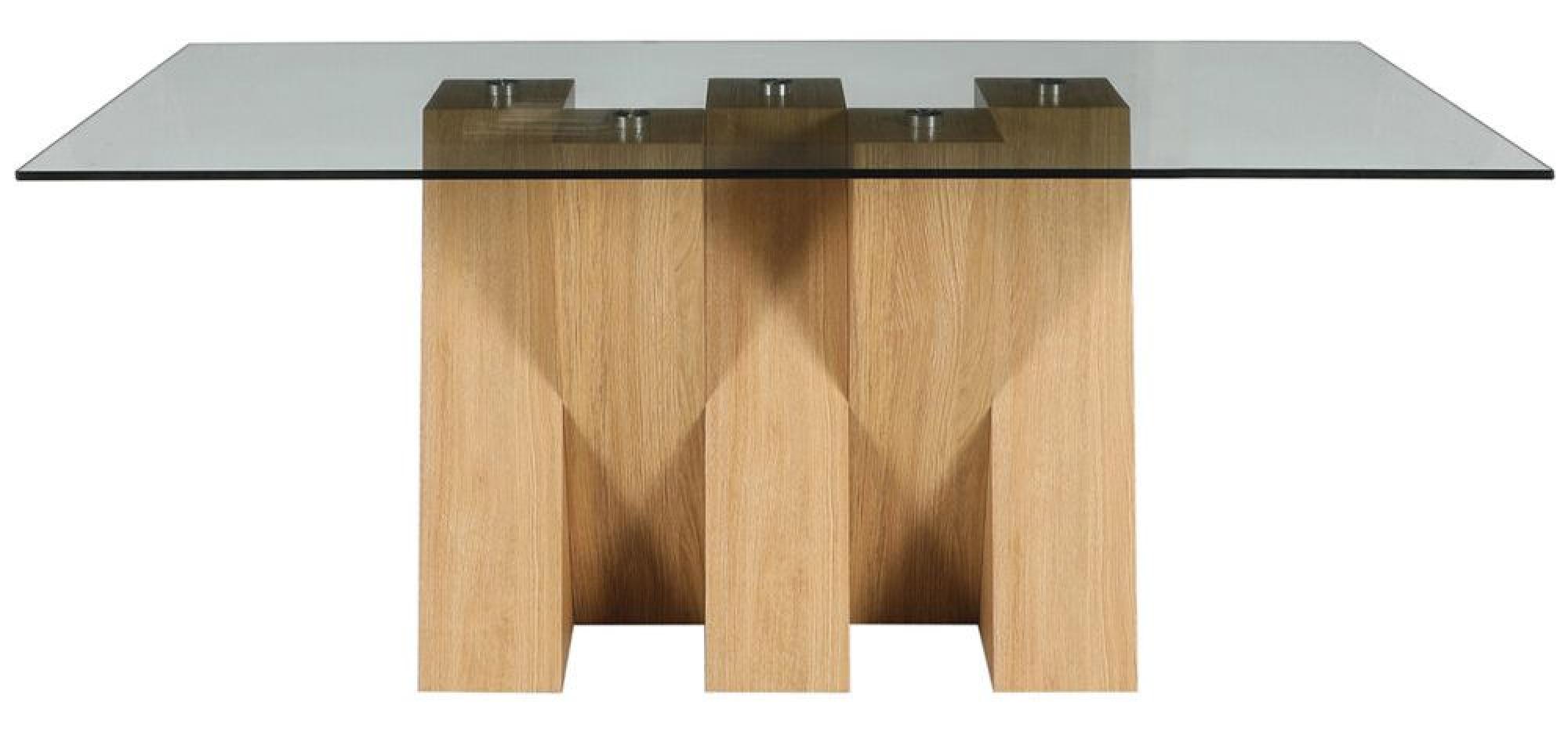 Product photograph of Newton 6 Seater Smoked Glass And Oak Effect Dining Table from Choice Furniture Superstore.