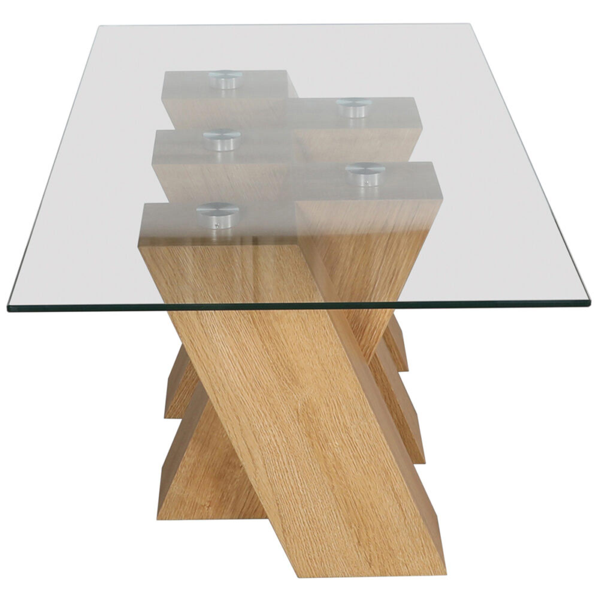 Product photograph of Newton Glass And Oak Effect Coffee Table from Choice Furniture Superstore.