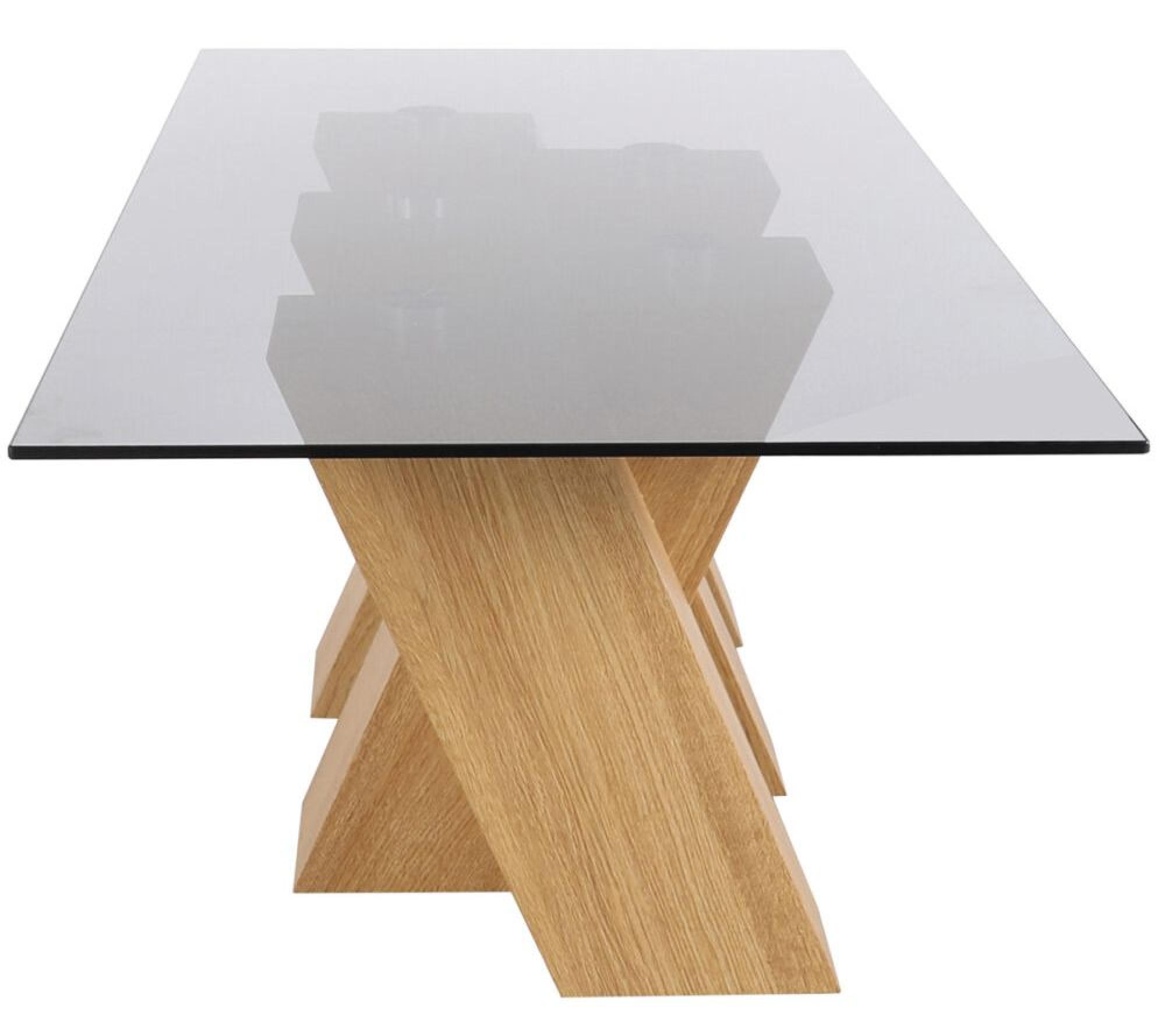 Product photograph of Newton Smoked Glass And Oak Effect Coffee Table from Choice Furniture Superstore.