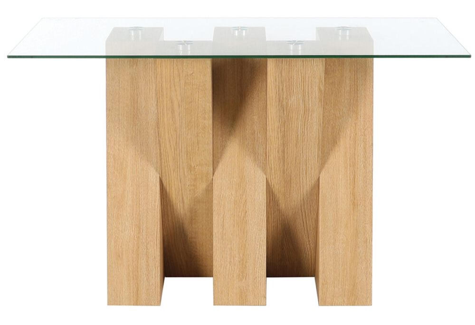 Product photograph of Newton Glass And Oak Effect Console Table from Choice Furniture Superstore.