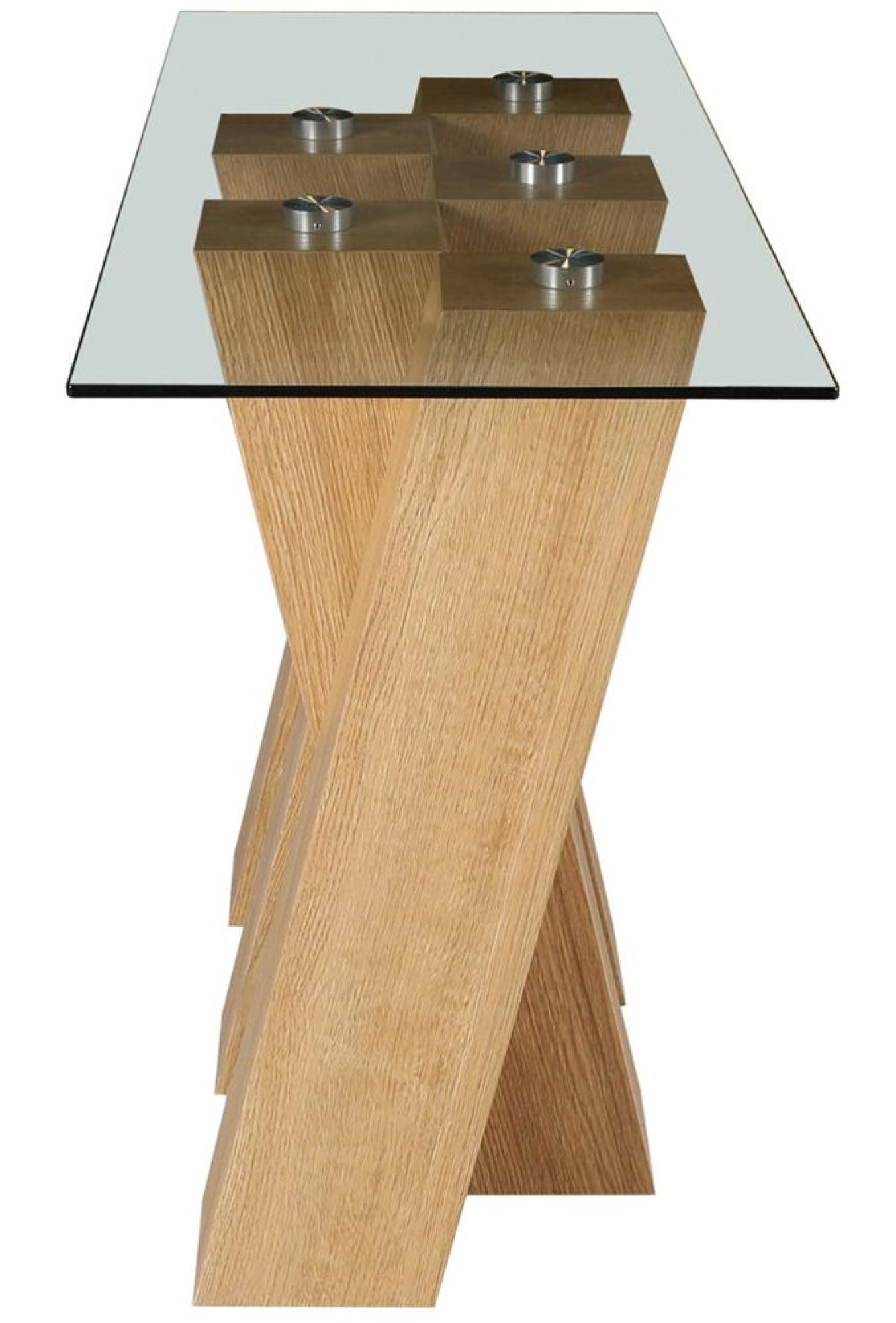 Product photograph of Newton Glass And Oak Effect Console Table from Choice Furniture Superstore.