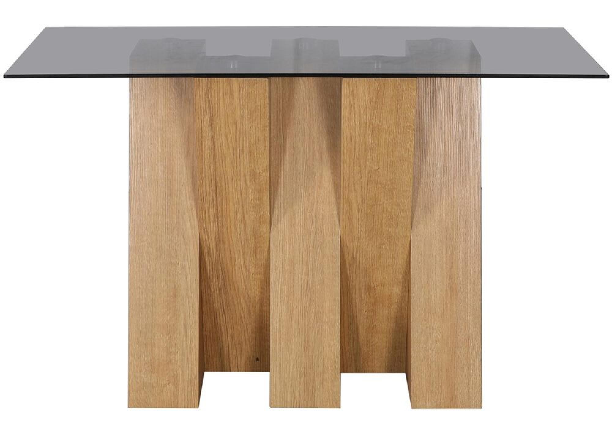 Product photograph of Newton Smoked Glass And Oak Effect Console Table from Choice Furniture Superstore.