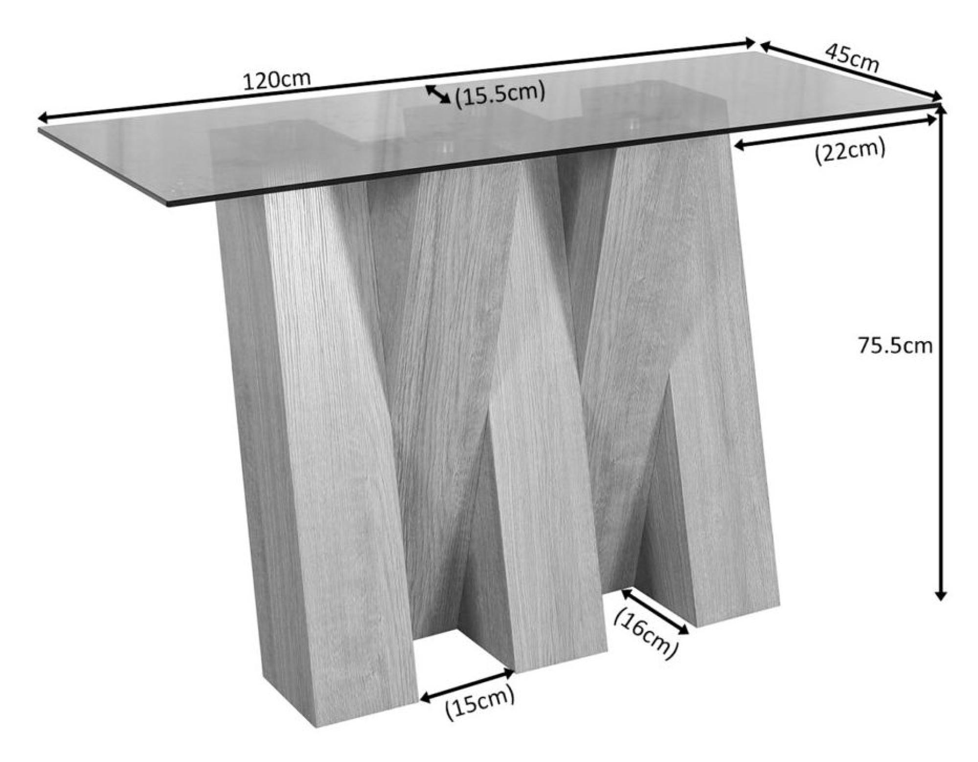 Product photograph of Newton Smoked Glass And Oak Effect Console Table from Choice Furniture Superstore.