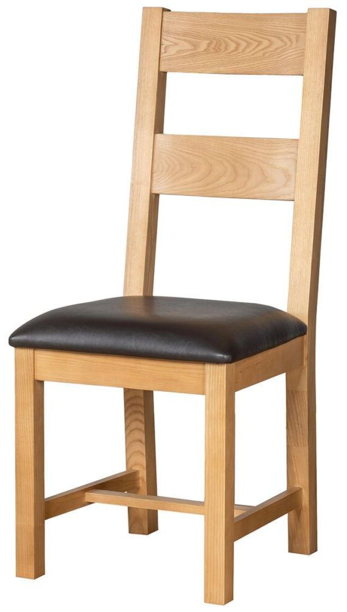 Product photograph of Appleby 4-6 Seater Oak Extending Dining Set - 4 Ladder Back Chair With Black Faux Leather Seat Pad from Choice Furniture Superstore.