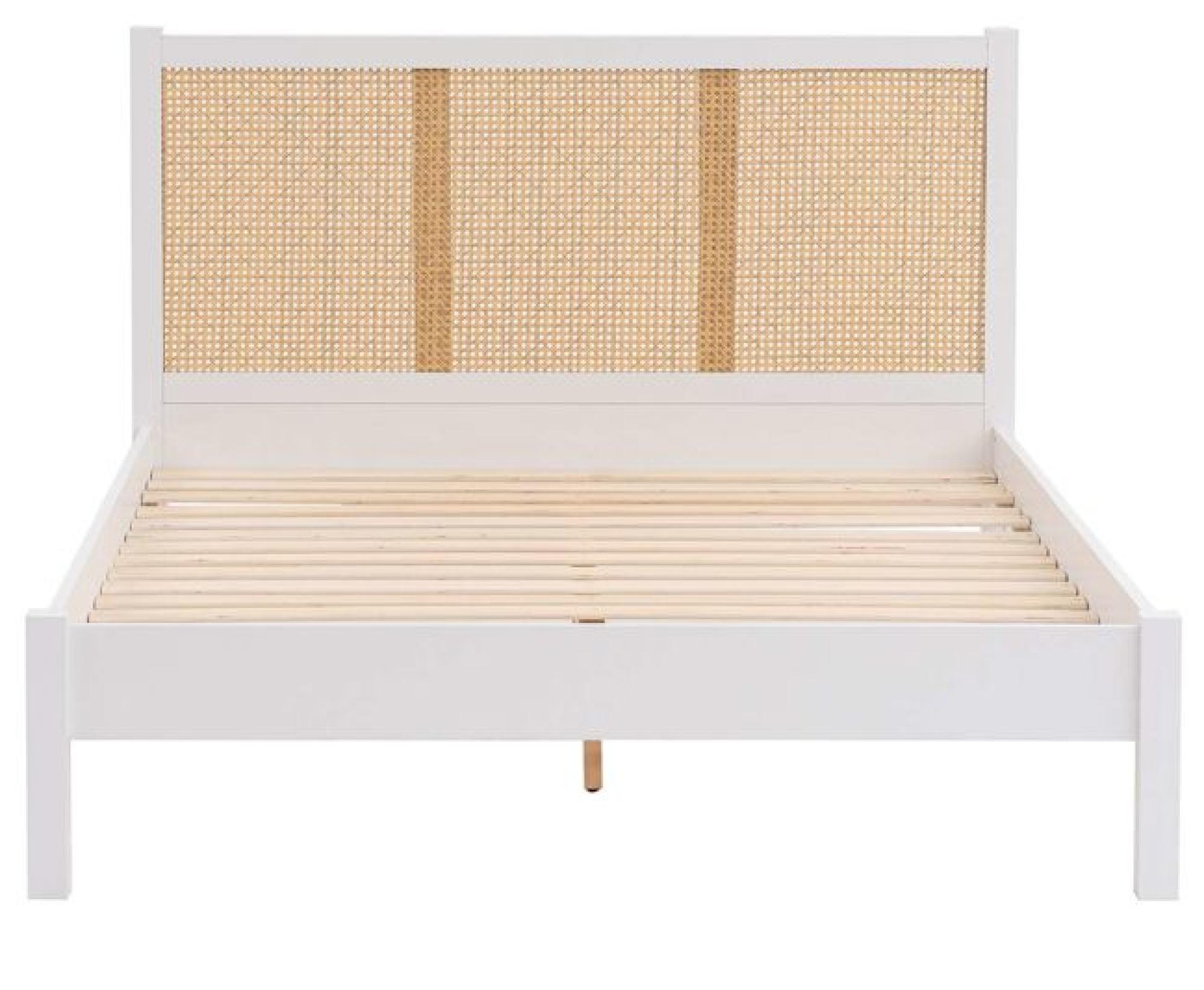 Product photograph of Croxley White And Rattan Bed - Sizes Available from Choice Furniture Superstore.