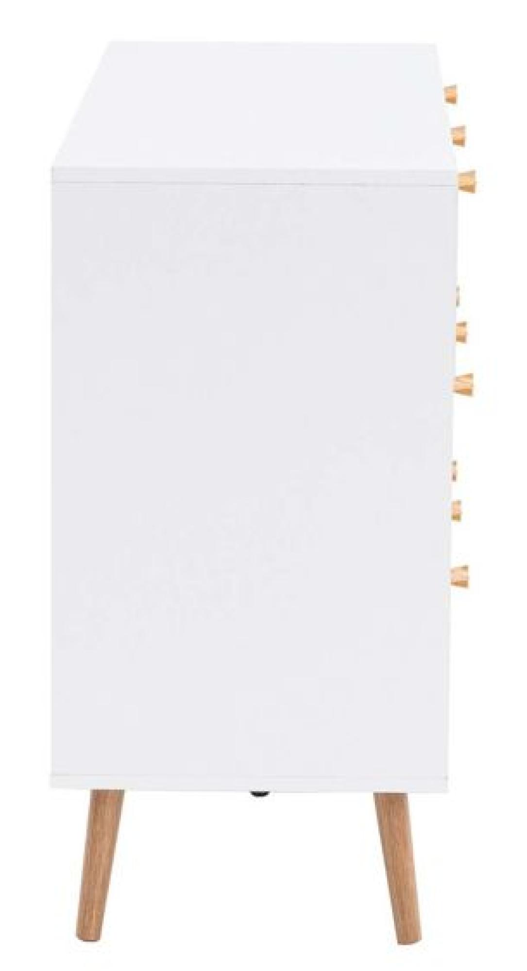 Product photograph of Croxley White And Rattan 7 Drawer Chest from Choice Furniture Superstore.