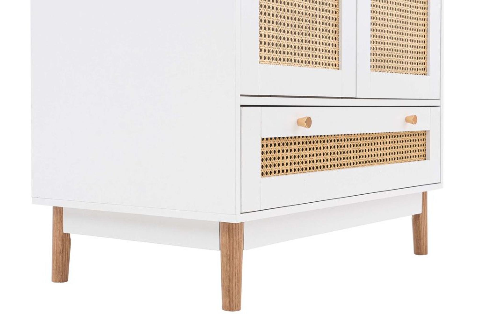 Product photograph of Croxley White And Rattan 2 Door Wardrobe - 1 Drawer from Choice Furniture Superstore.