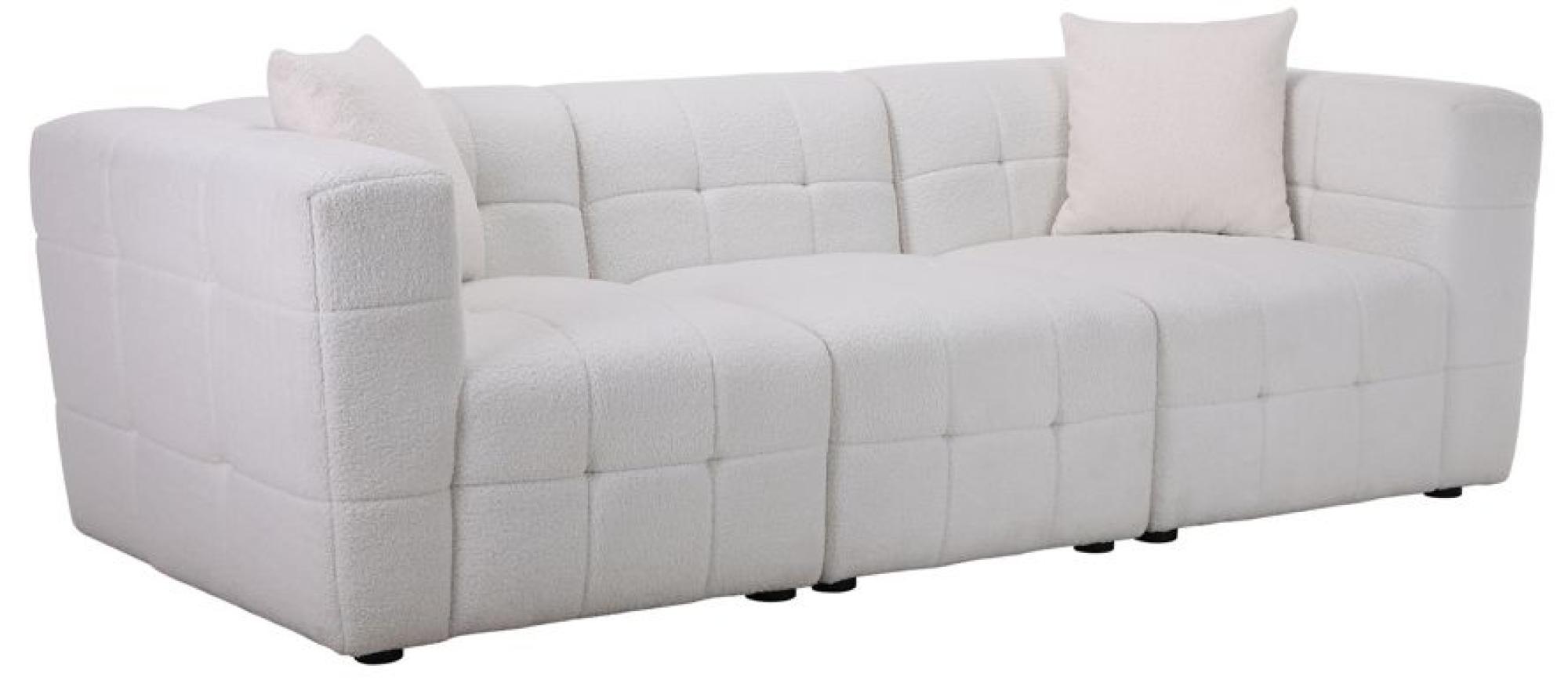 Product photograph of Milo White Boucle Fabric 3 Seater Sofa from Choice Furniture Superstore.