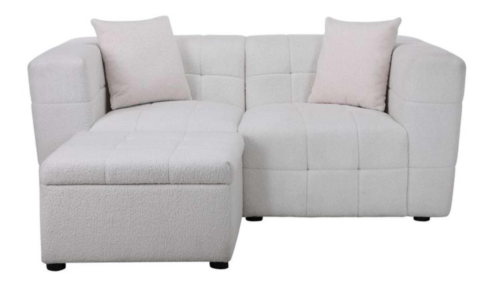 Product photograph of Milo White Boucle Fabric 2 Seater Sofa With Ottoman Footstool from Choice Furniture Superstore.