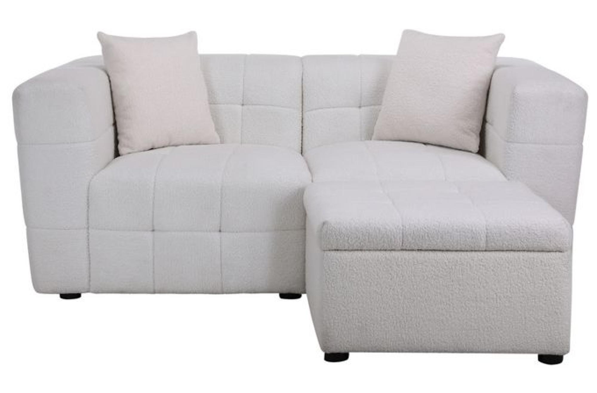 Product photograph of Milo White Boucle Fabric 2 Seater Sofa With Ottoman Footstool from Choice Furniture Superstore.