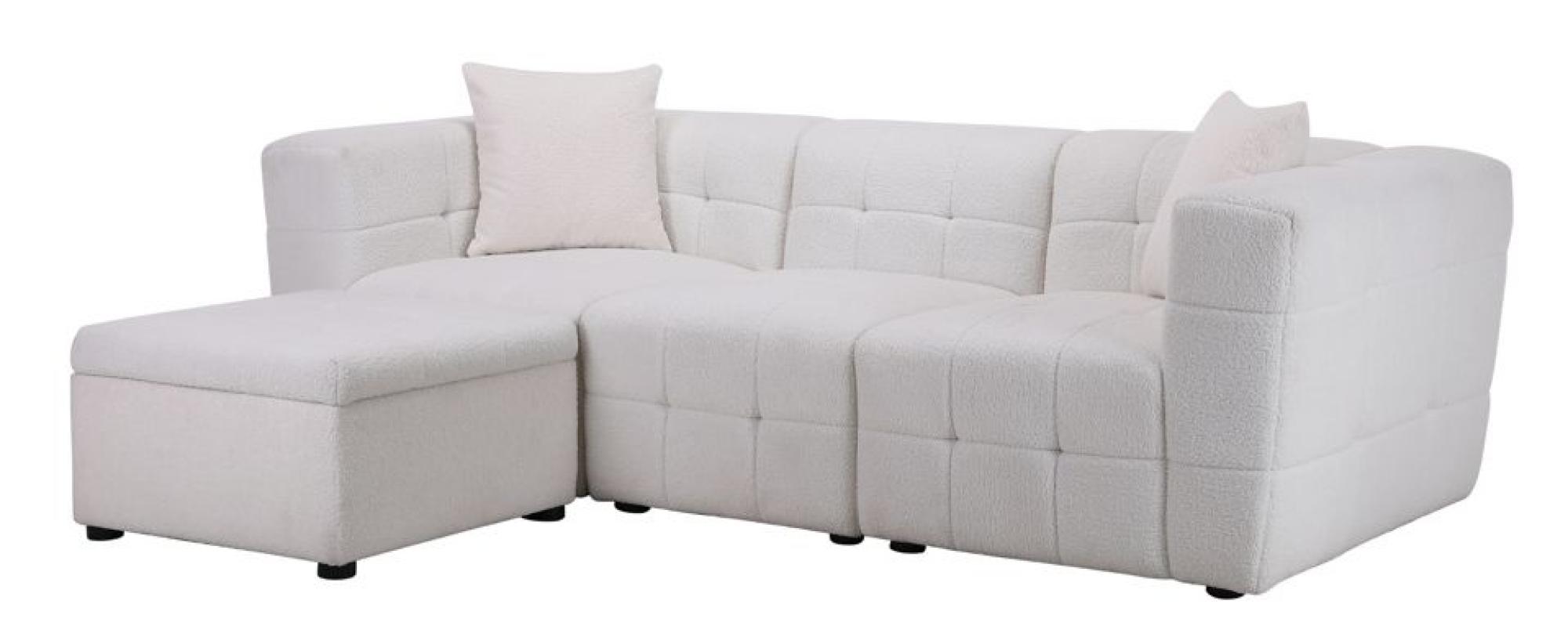 Product photograph of Milo White Boucle Fabric 3 Seater Sofa With Ottoman Footstool from Choice Furniture Superstore.