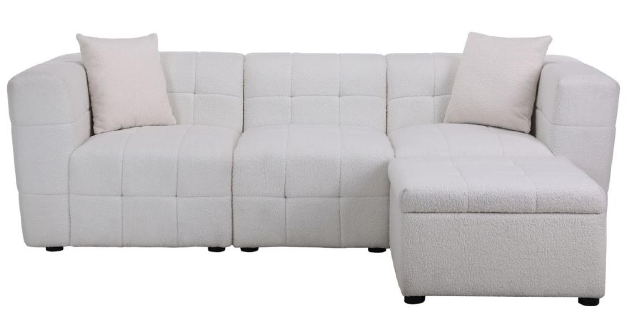 Product photograph of Milo White Boucle Fabric 3 Seater Sofa With Ottoman Footstool from Choice Furniture Superstore.