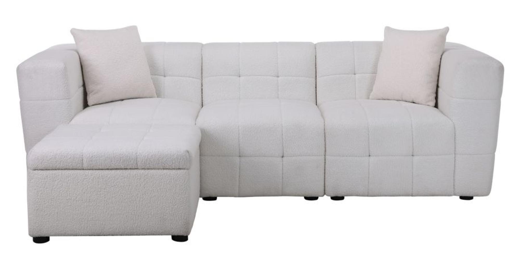 Product photograph of Milo White Boucle Fabric 3 Seater Sofa With Ottoman Footstool from Choice Furniture Superstore.