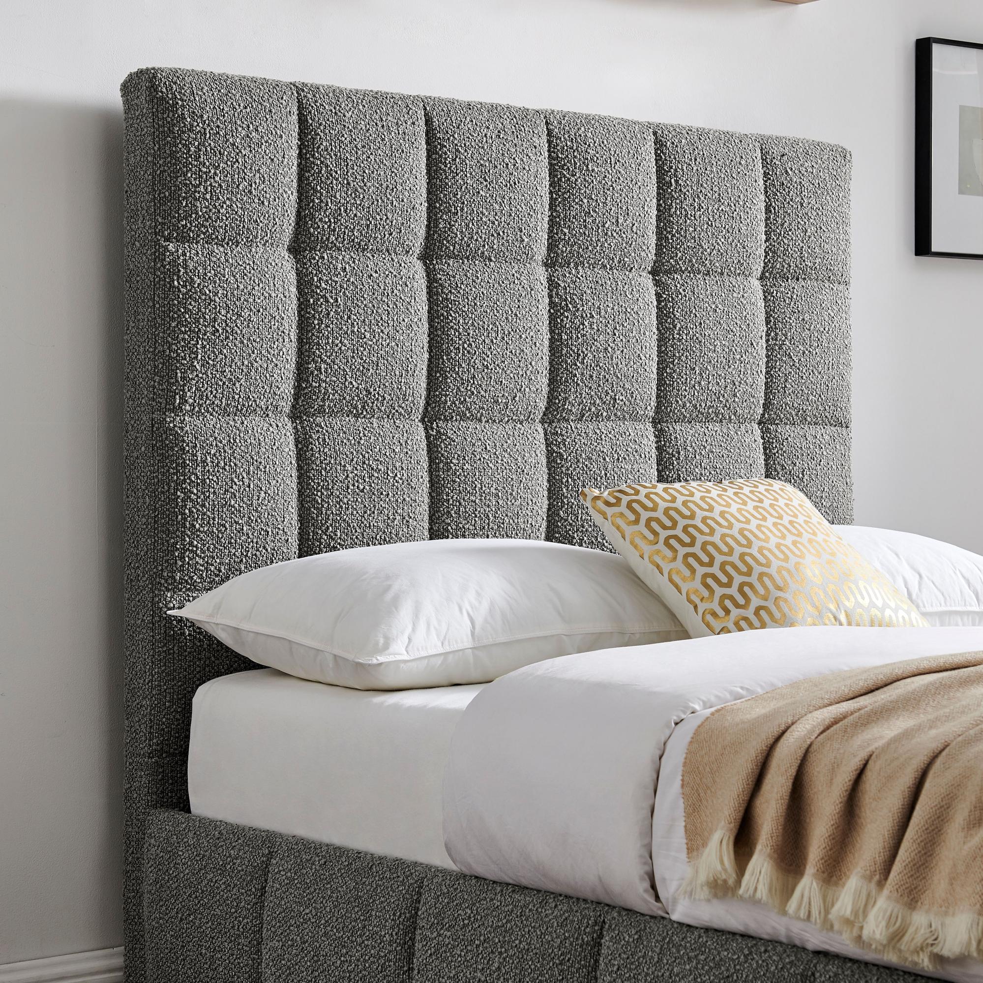 Product photograph of Starla Dove Grey Boucle Fabric Ottoman Bed - Sizes Available from Choice Furniture Superstore.