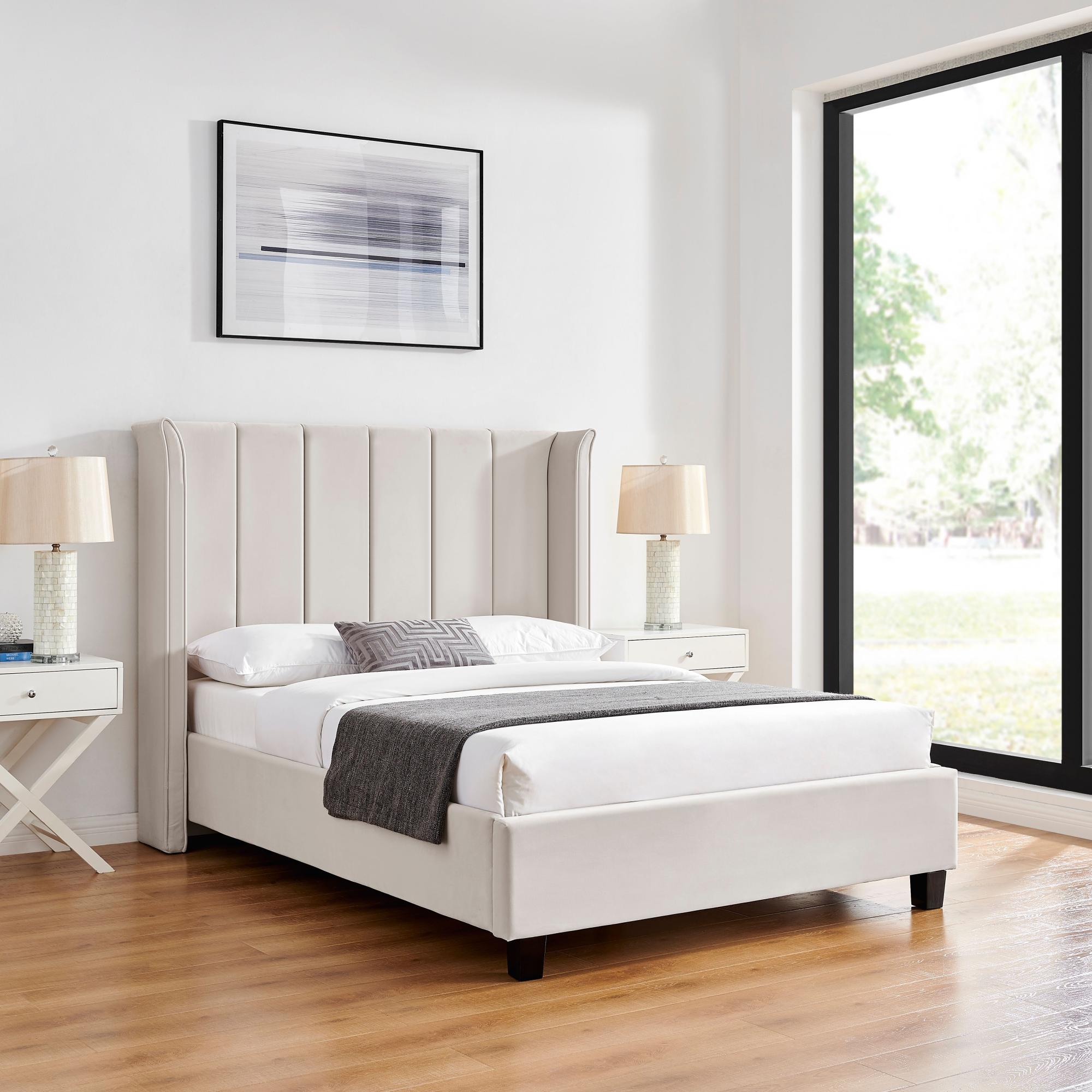 Product photograph of Polaris Natural Fabric Bed - Sizes Available from Choice Furniture Superstore.