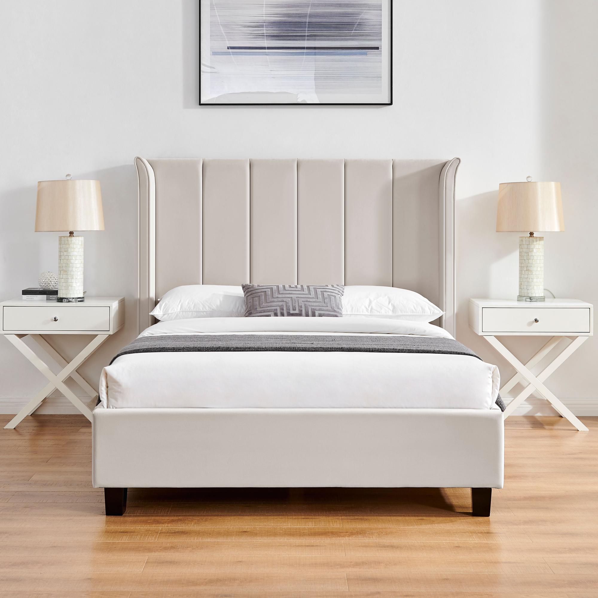 Product photograph of Polaris Natural Fabric Bed - Sizes Available from Choice Furniture Superstore.