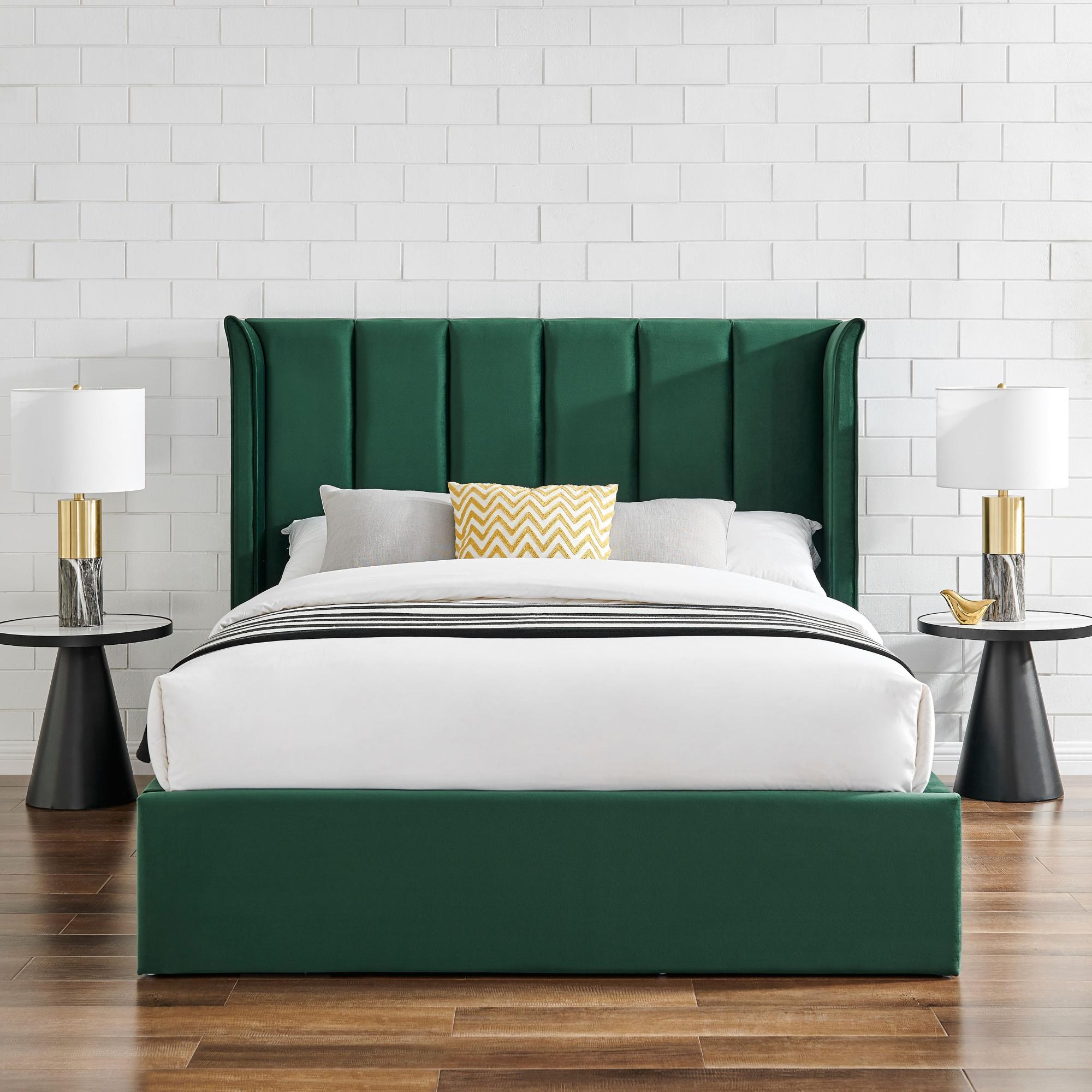 Product photograph of Polaris Emerald Green Fabric Ottoman Bed - Sizes Available from Choice Furniture Superstore.