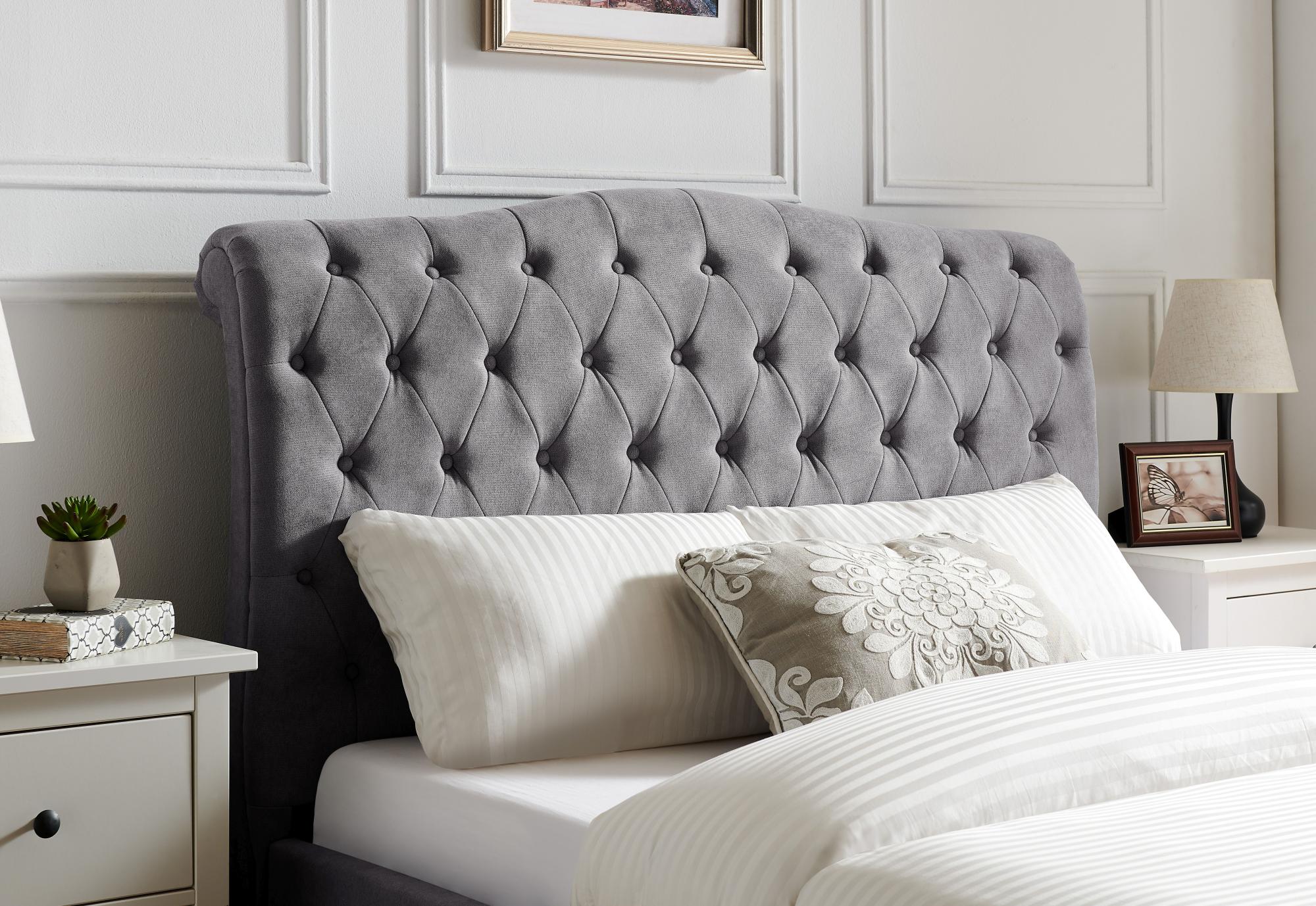 Product photograph of Limelight Rosa Light Grey Fabric Bed - Sizes Available from Choice Furniture Superstore.