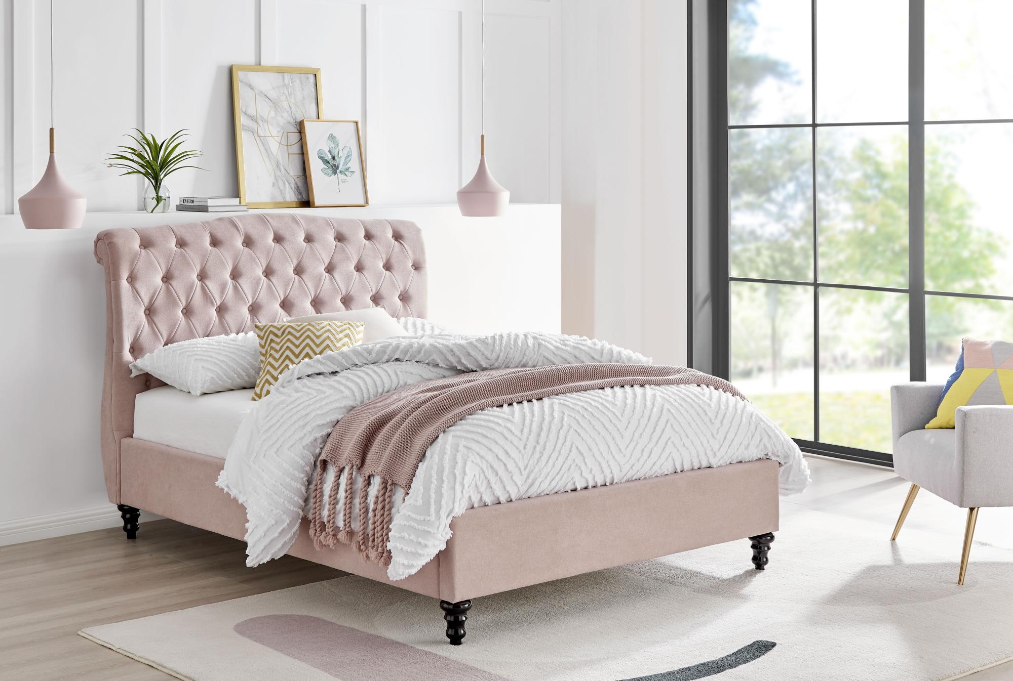 Product photograph of Limelight Rosa Pink Fabric Bed - Sizes Available from Choice Furniture Superstore.