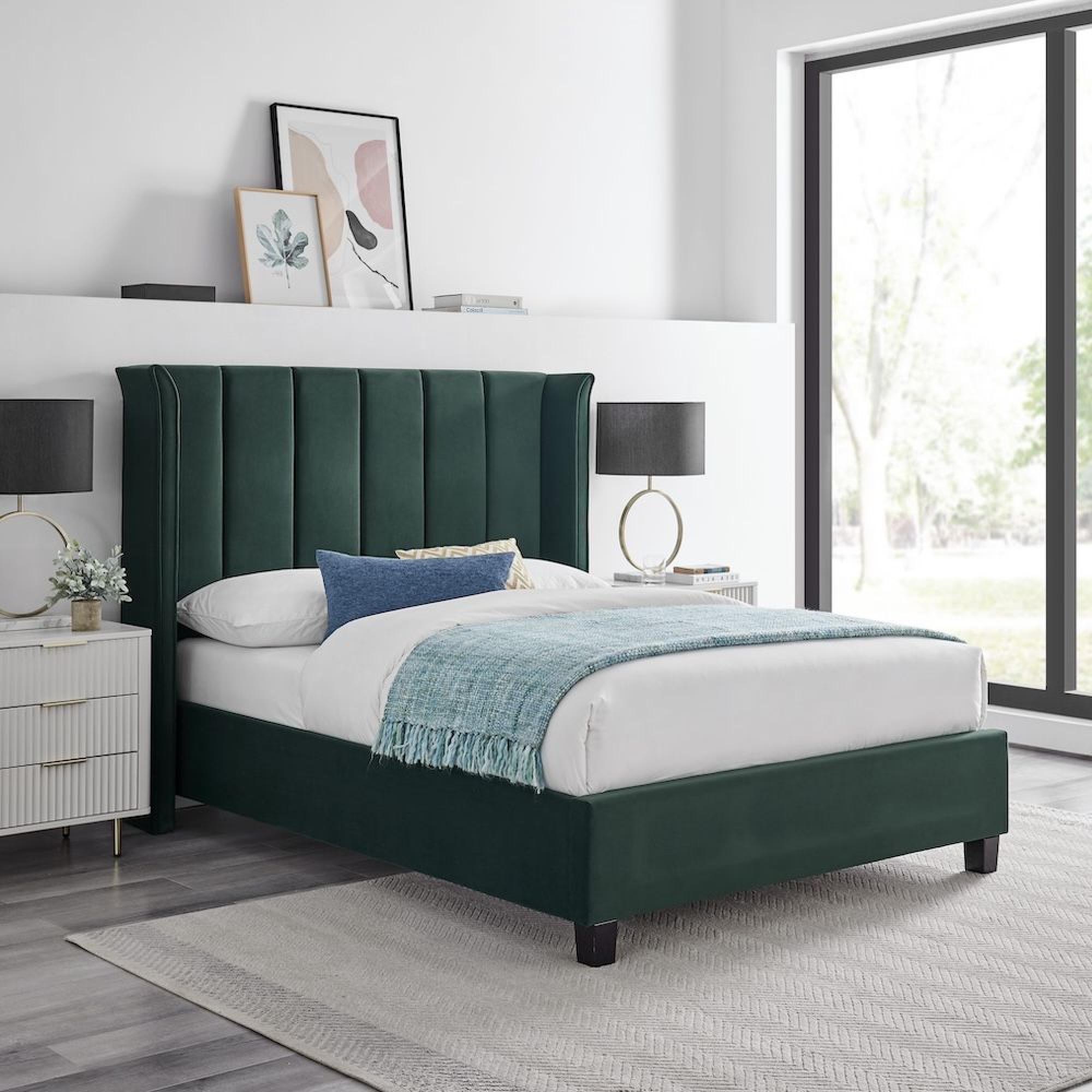 Product photograph of Limelight Polaris Emerald Green Fabric Bed - Sizes Available from Choice Furniture Superstore.