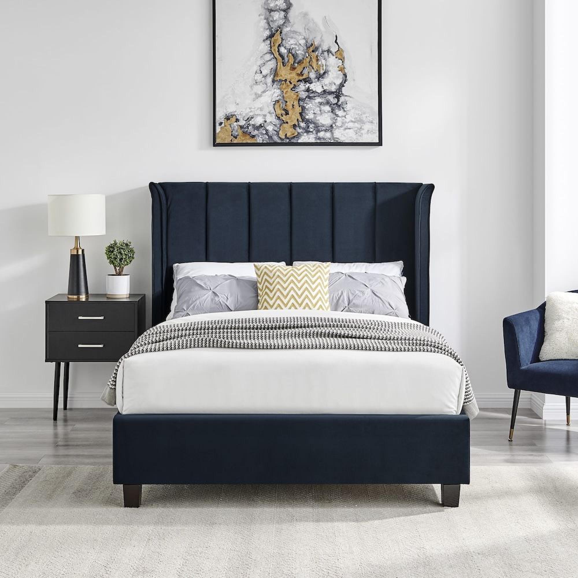 Product photograph of Limelight Polaris Navy Blue Fabric Bed - Sizes Available from Choice Furniture Superstore.