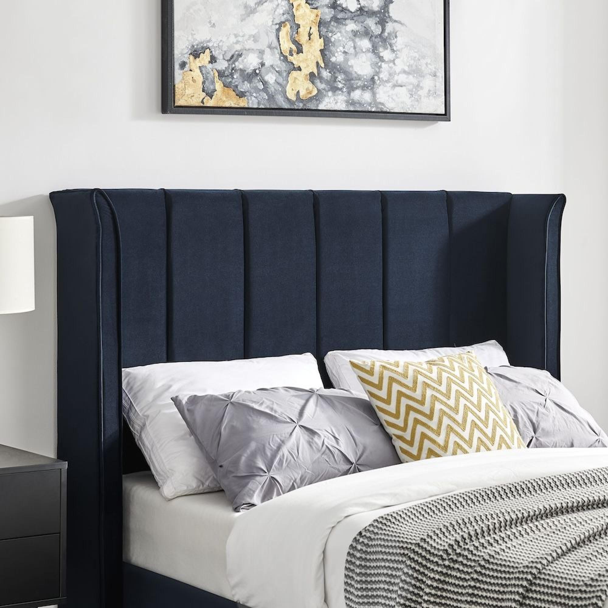 Product photograph of Limelight Polaris Navy Blue Fabric Bed - Sizes Available from Choice Furniture Superstore.