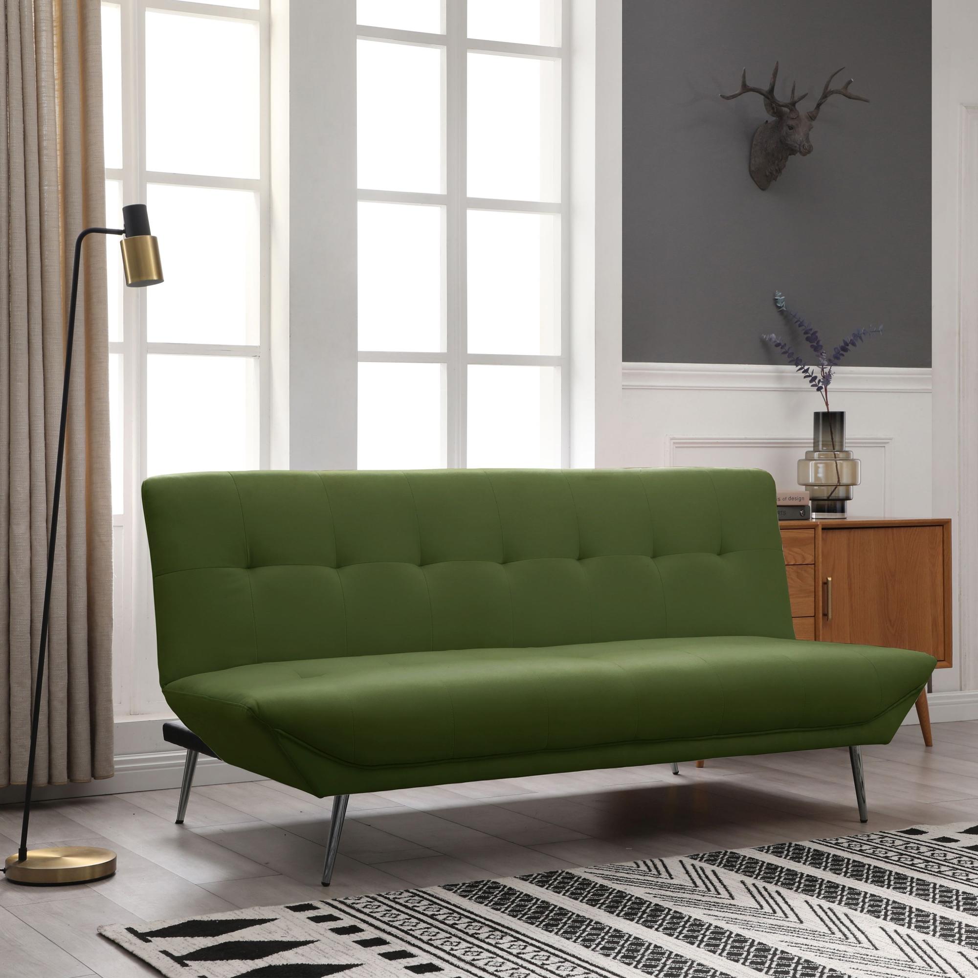 Product photograph of Limelight Astrid Olive Green Fabric 2 Seater Click Clack Sofa Bed from Choice Furniture Superstore.