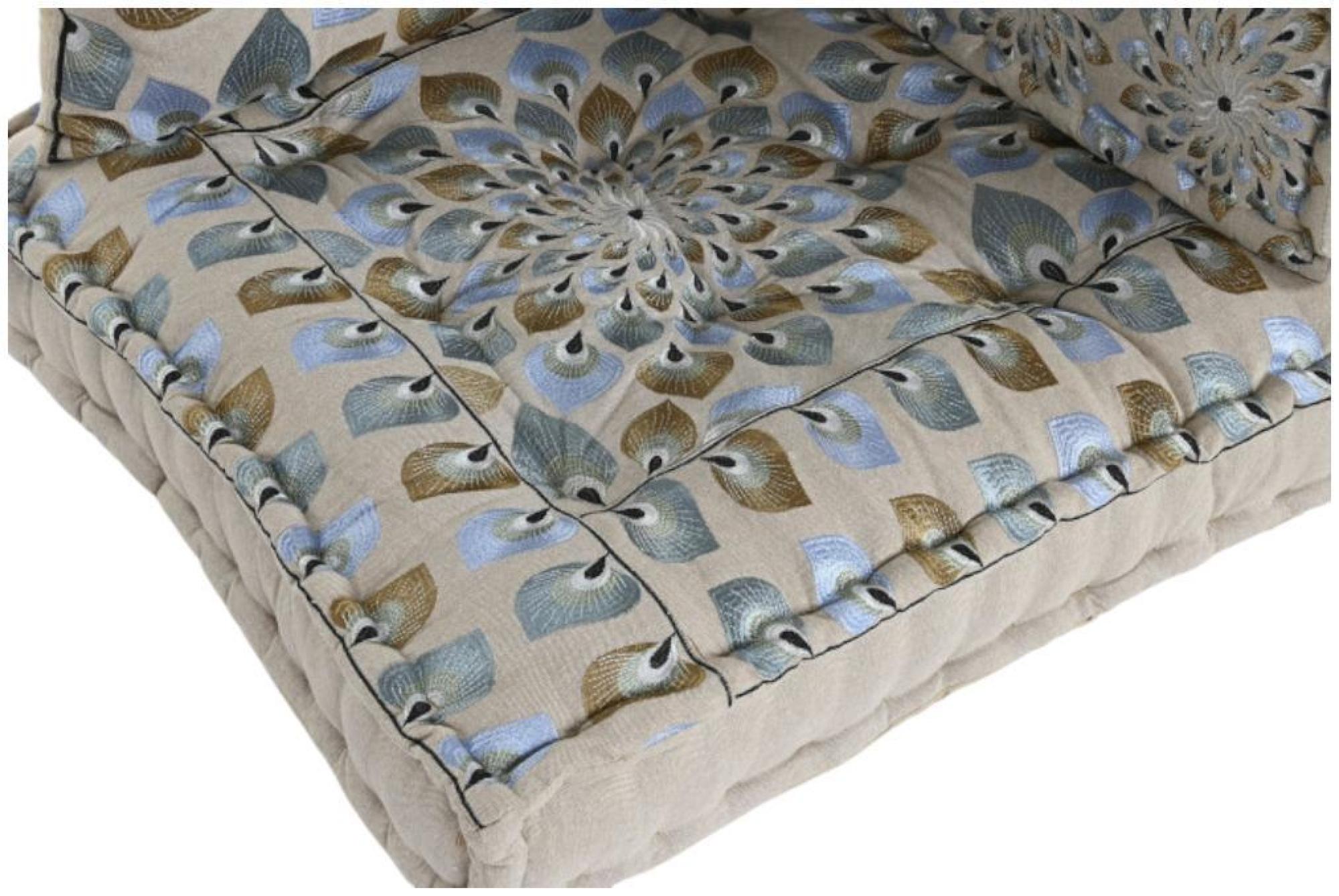 Product photograph of Blue And Beige Fabric 2 Seater Floor Cushion from Choice Furniture Superstore.