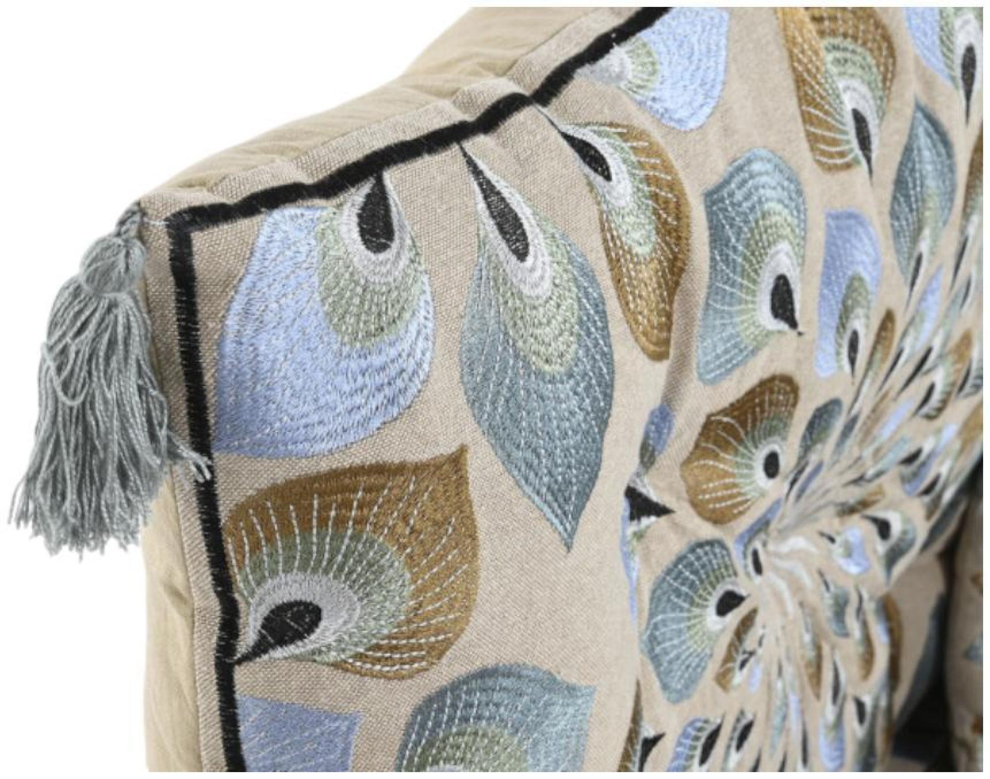 Product photograph of Blue And Beige Fabric 2 Seater Floor Cushion from Choice Furniture Superstore.
