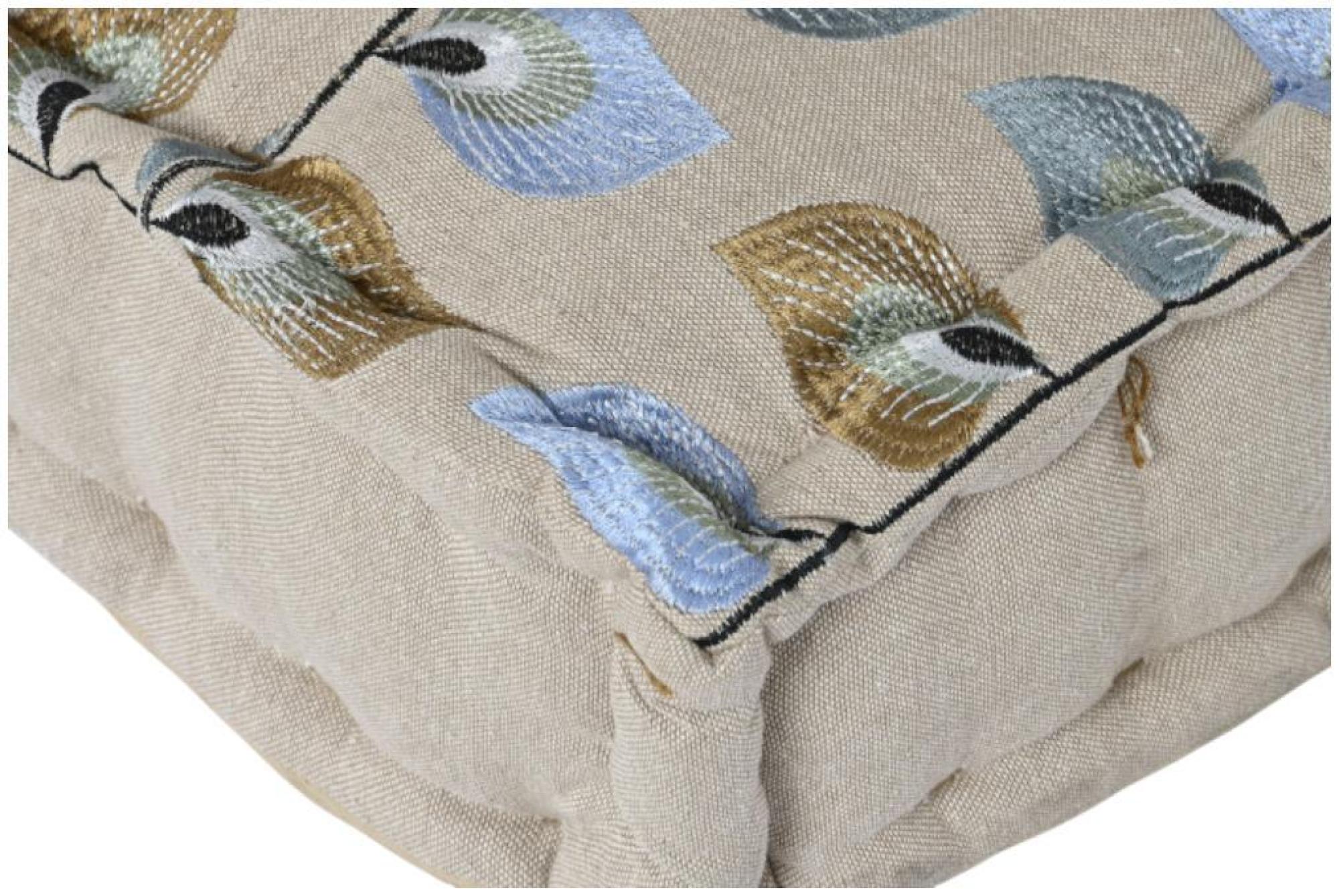 Product photograph of Blue And Beige Fabric 2 Seater Floor Cushion from Choice Furniture Superstore.
