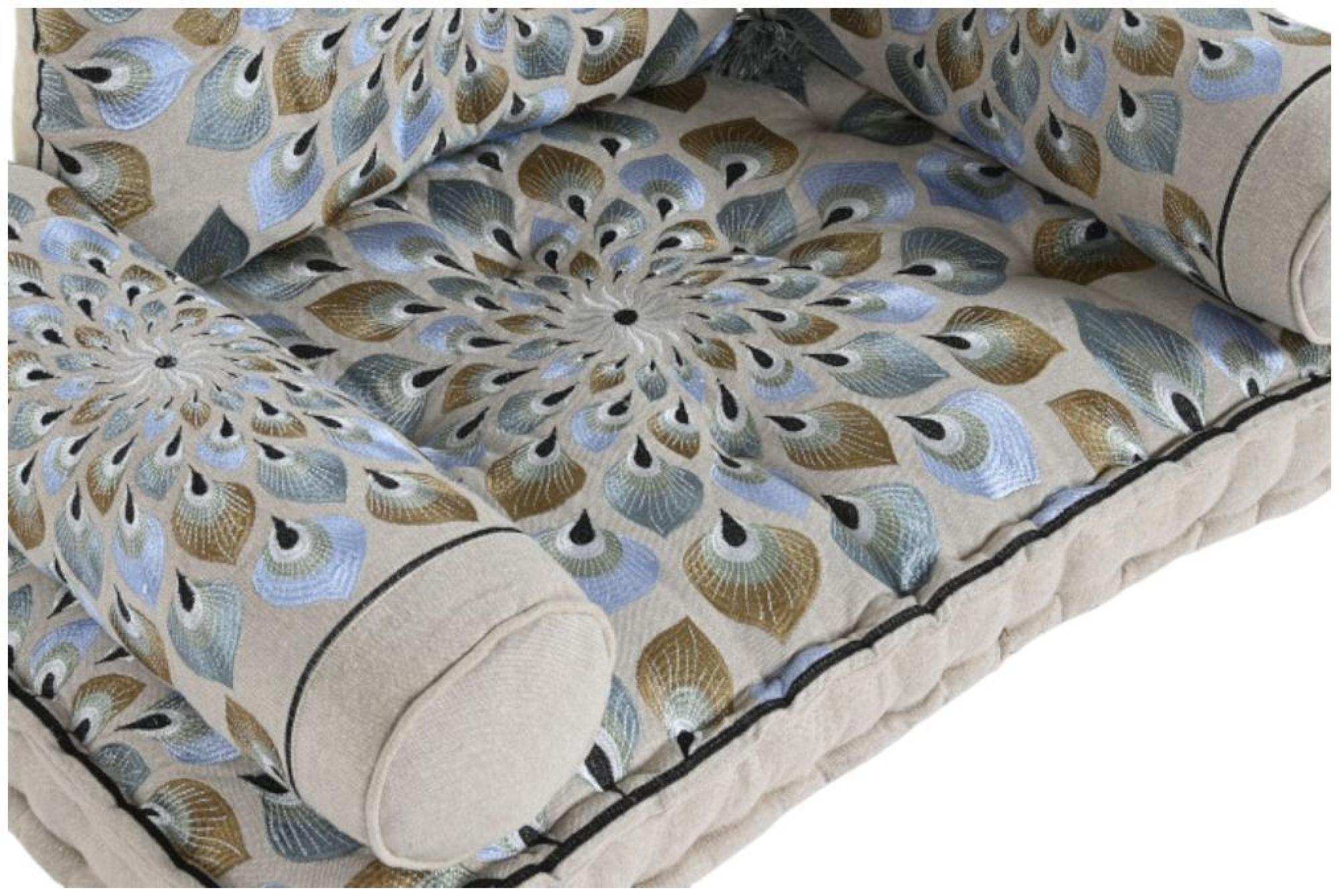 Product photograph of Blue And Beige Fabric 1 Seater Floor Cushion from Choice Furniture Superstore.