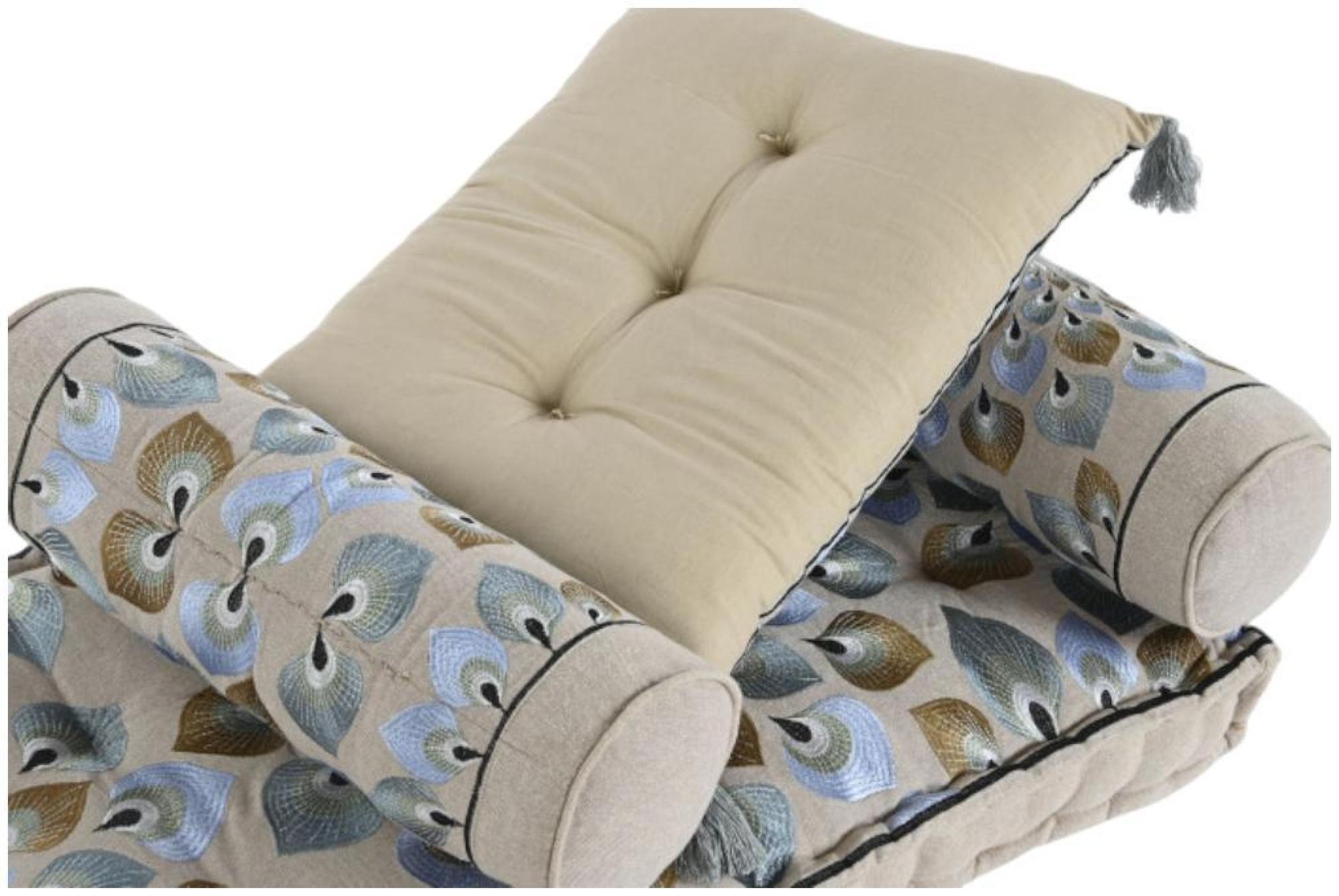 Product photograph of Blue And Beige Fabric 1 Seater Floor Cushion from Choice Furniture Superstore.