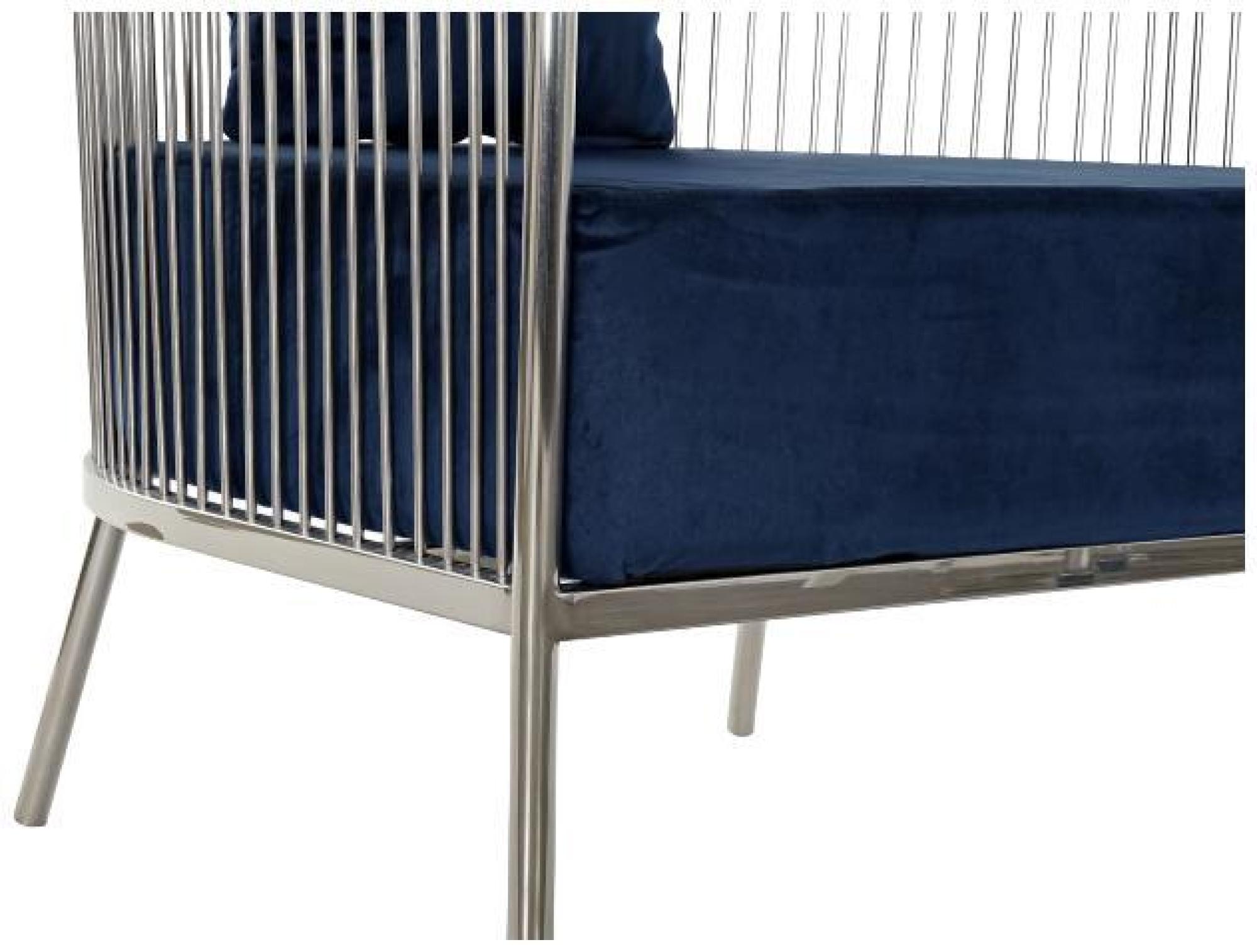 Product photograph of Navy Blue Fabric Accent Chair With Metal Frame from Choice Furniture Superstore.