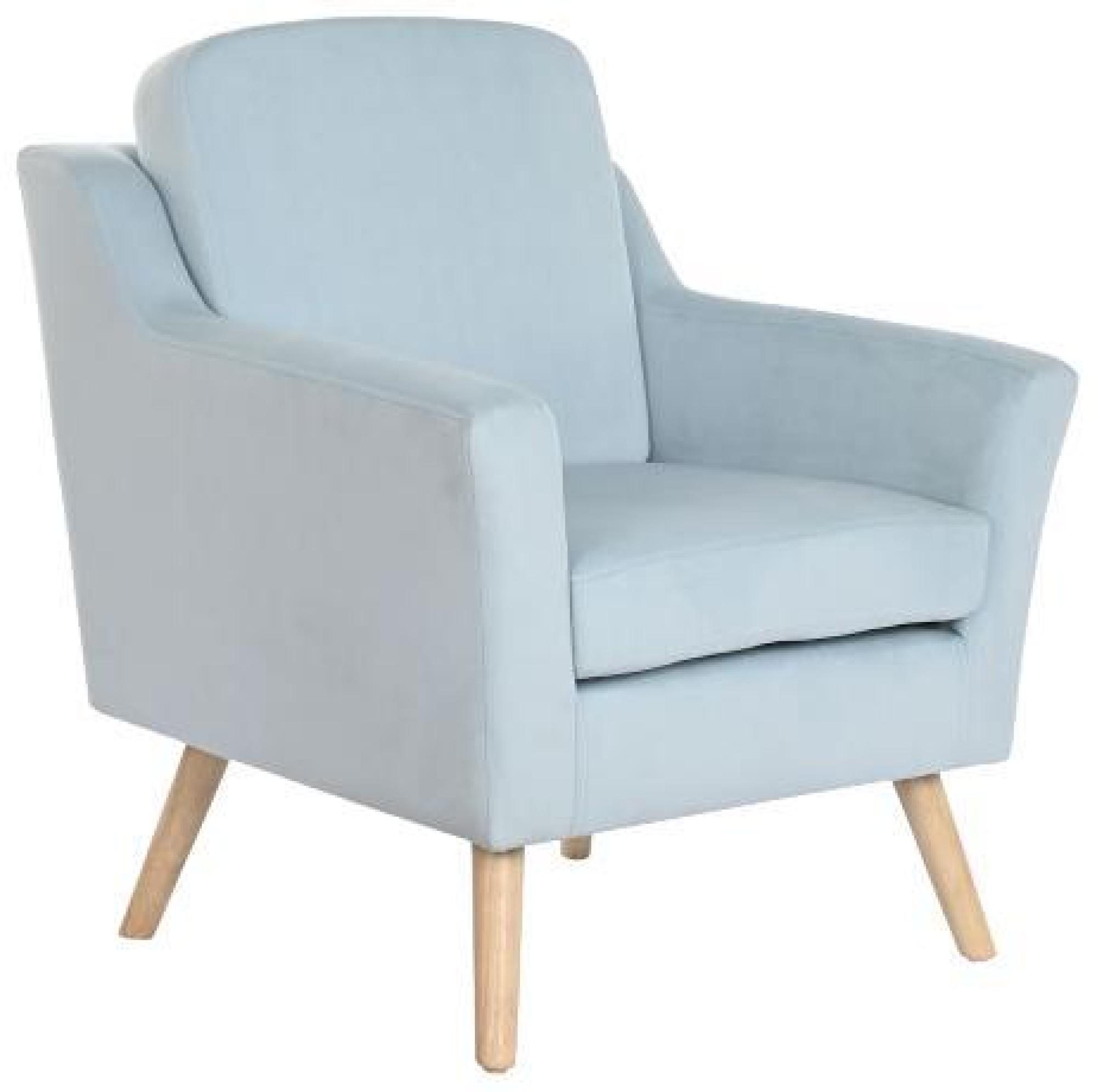 Product photograph of Sky Blue Fabric Armchair With Wooden Legs from Choice Furniture Superstore.