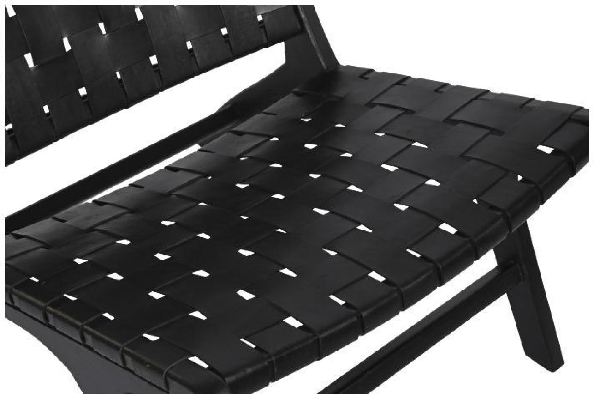 Product photograph of Teak Wood And Black Leather Outdoor Chair from Choice Furniture Superstore.