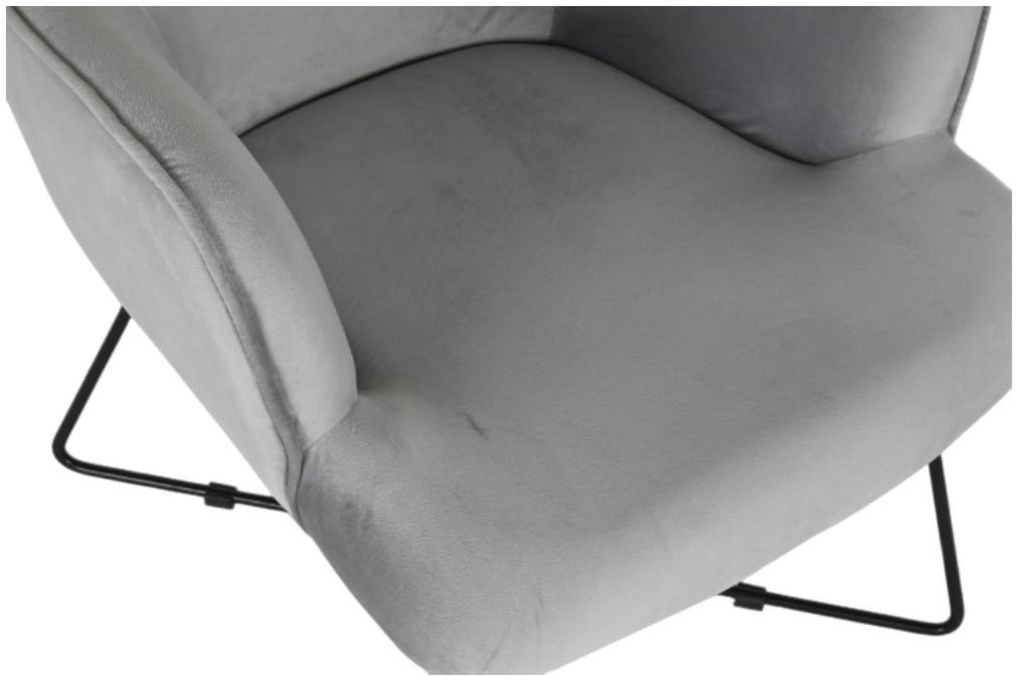 Product photograph of Contemporary Grey Velvet Fabric Armchair With Metal Legs from Choice Furniture Superstore.