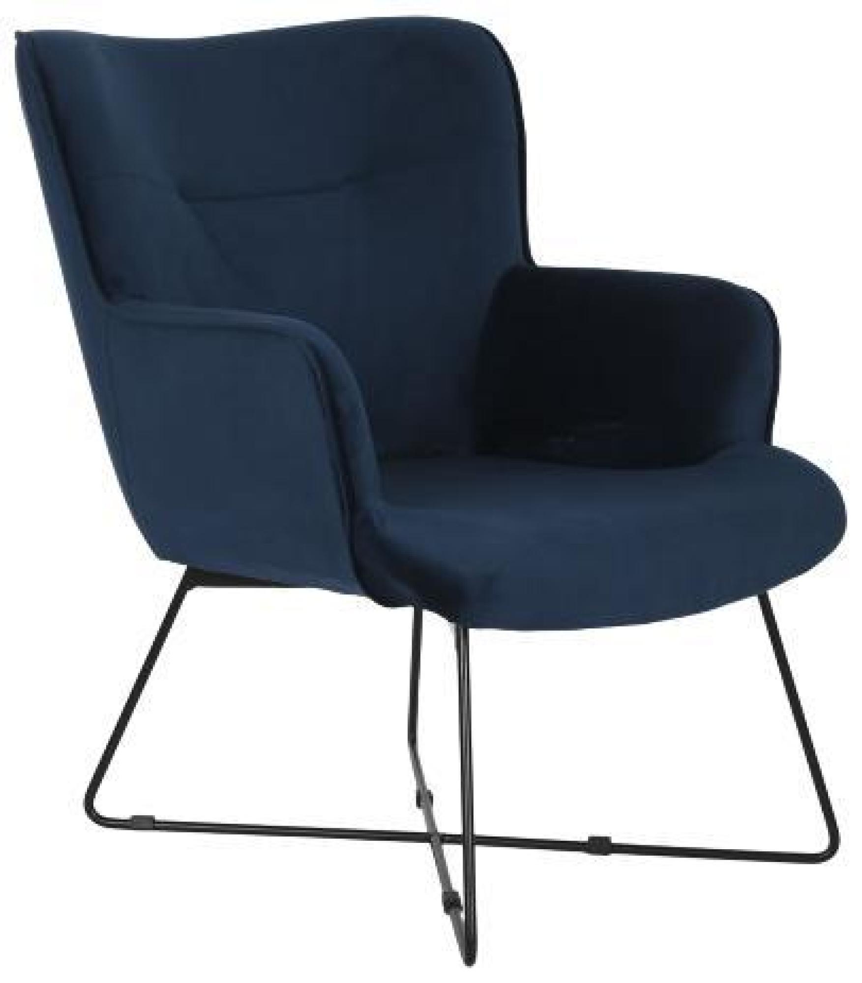 Product photograph of Contemporary Blue Velvet Fabric Armchair With Metal Legs from Choice Furniture Superstore.