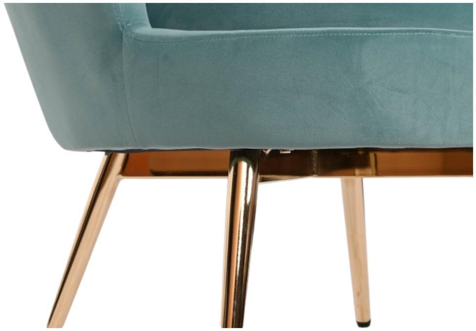 Product photograph of Mint Green And Golden Fabric Armchair from Choice Furniture Superstore.