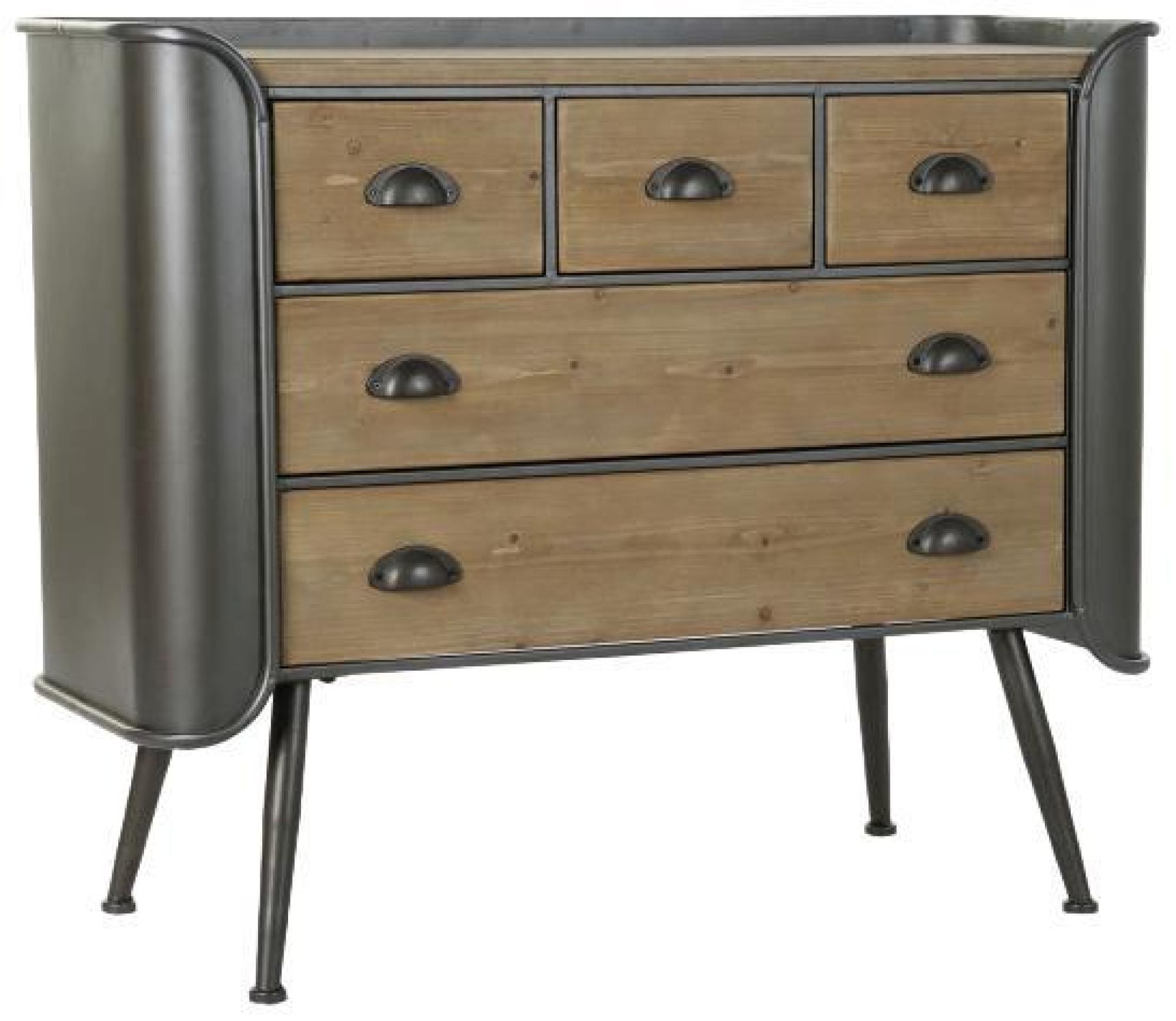 Product photograph of Indel Industrial Style Wood And Metal 5 Drawer Chest from Choice Furniture Superstore.