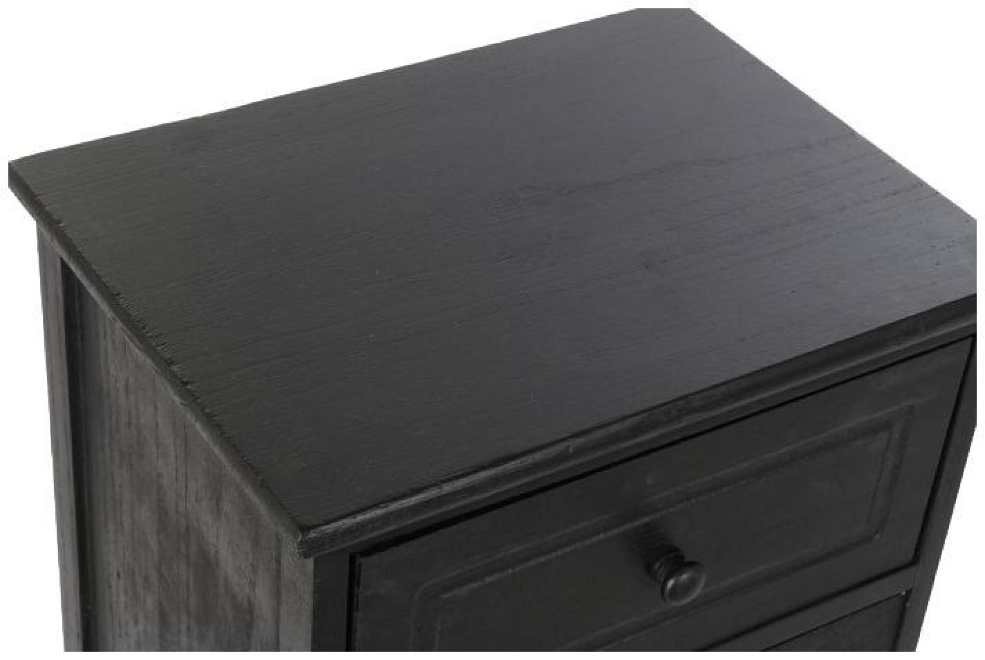Product photograph of Vintage Black And Rattan 3 Drawer Bedside Cabinet from Choice Furniture Superstore.
