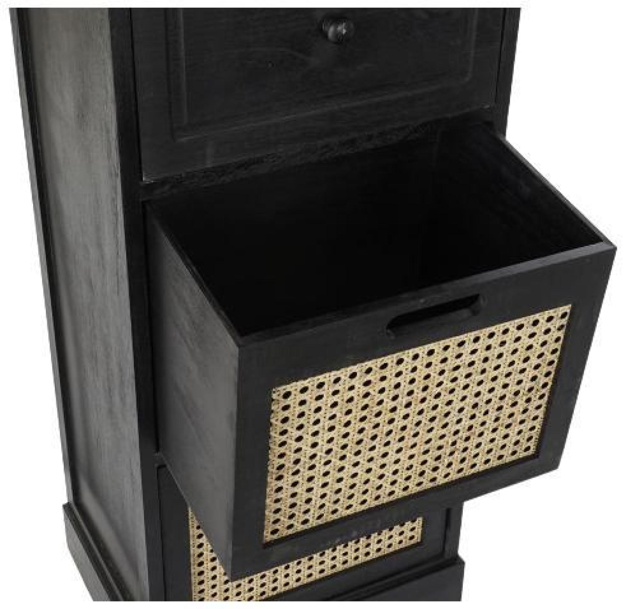 Product photograph of Vintage Black 3 Drawer Small Bedside Cabinet from Choice Furniture Superstore.