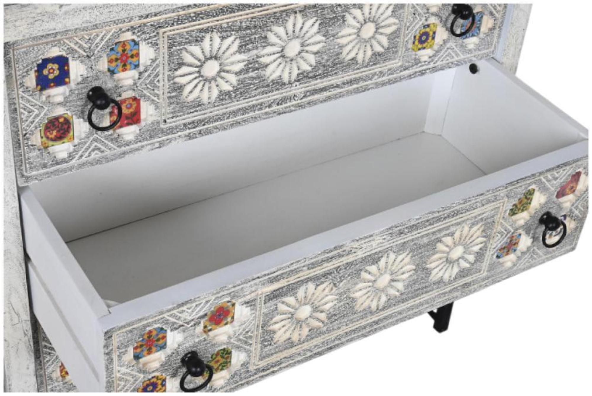 Product photograph of Indian Multi Coloured 3 Drawer Small Chest from Choice Furniture Superstore.