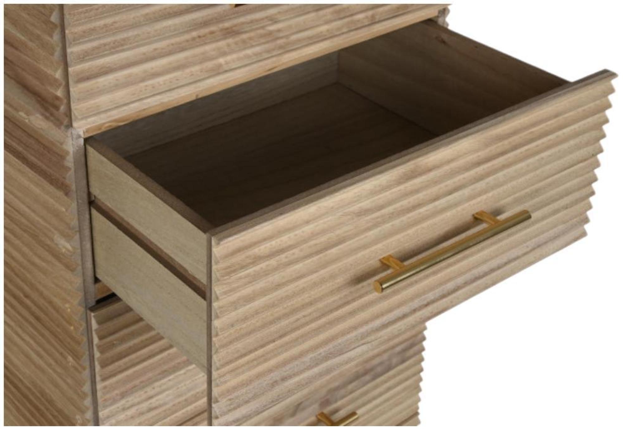 Product photograph of Modern Wooden Slatted Pattern 5 Drawer Tall Chest from Choice Furniture Superstore.