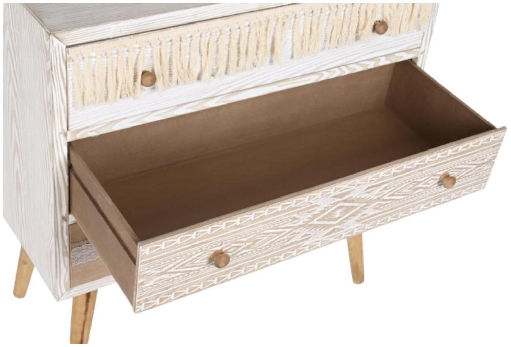 Product photograph of Bohemian White Printed 3 Drawer Small Chest from Choice Furniture Superstore.
