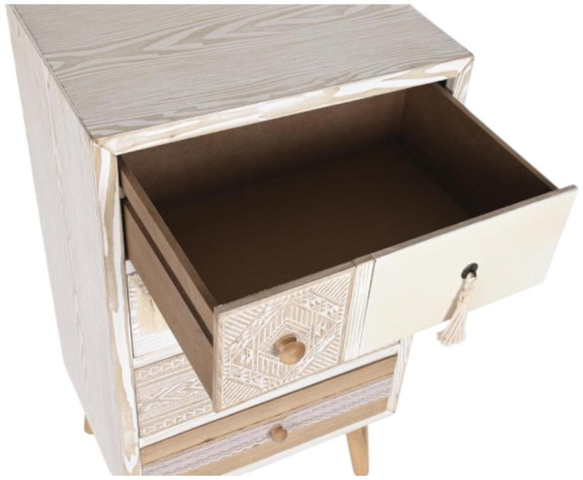Product photograph of Bohemian White Printed 4 Drawer Narrow Chest from Choice Furniture Superstore.