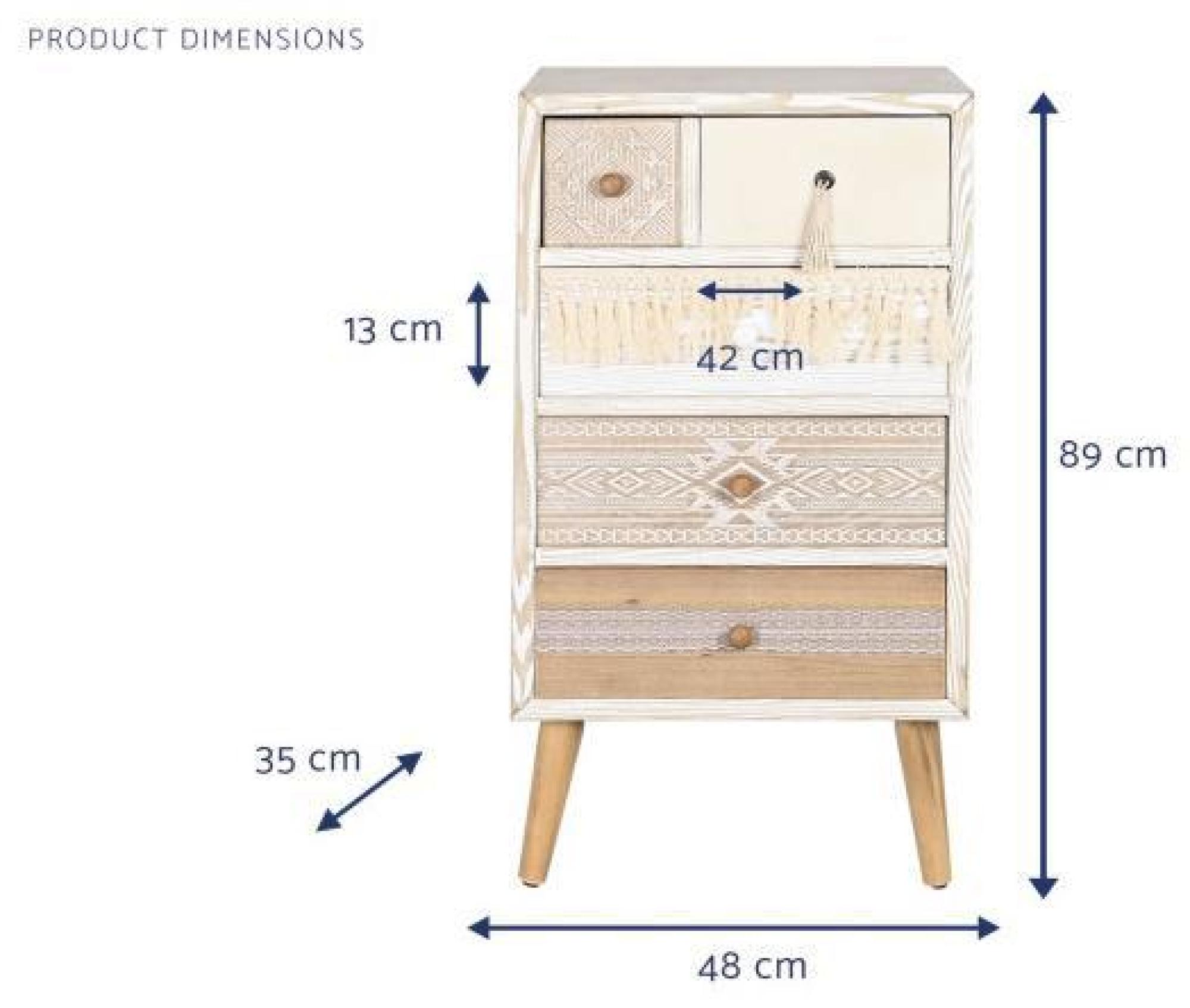 Product photograph of Bohemian White Printed 4 Drawer Narrow Chest from Choice Furniture Superstore.