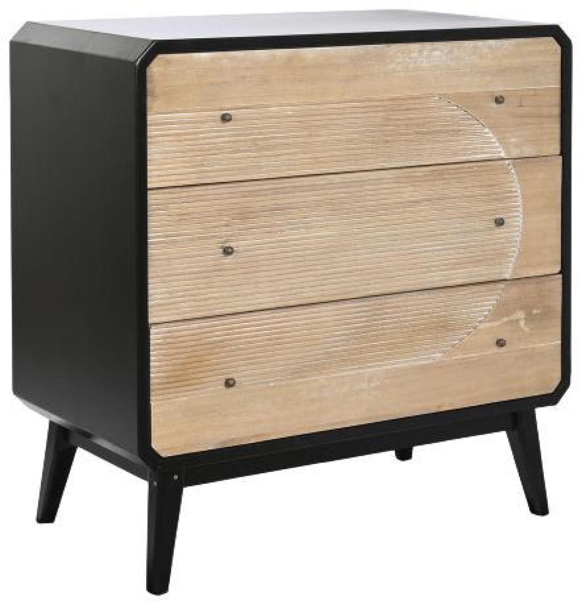Product photograph of Doda Black And Natural Curved 3 Drawer Small Chest from Choice Furniture Superstore.