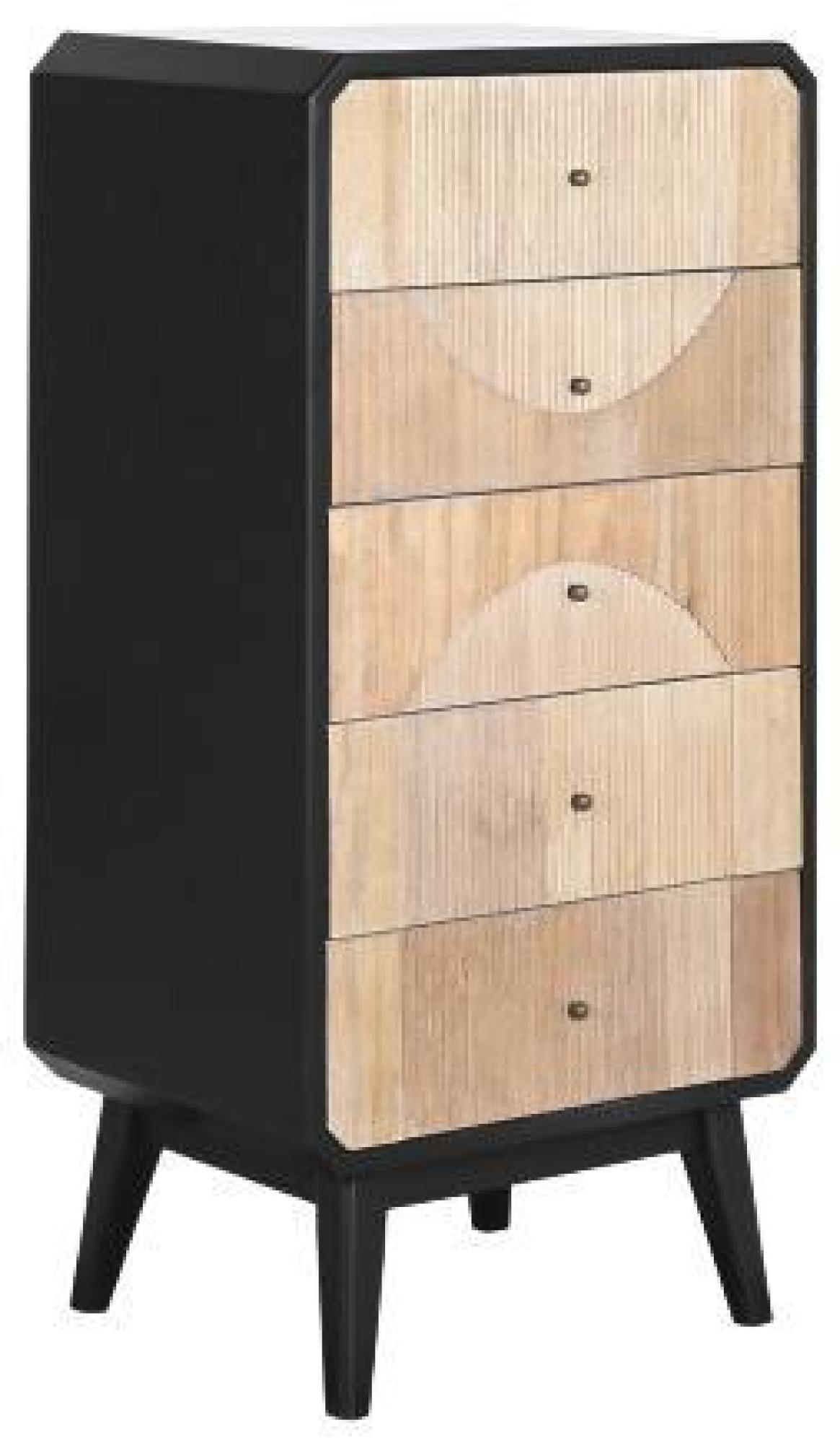 Product photograph of Doda Black And Natural Curved 5 Drawer Narrow Chest from Choice Furniture Superstore.